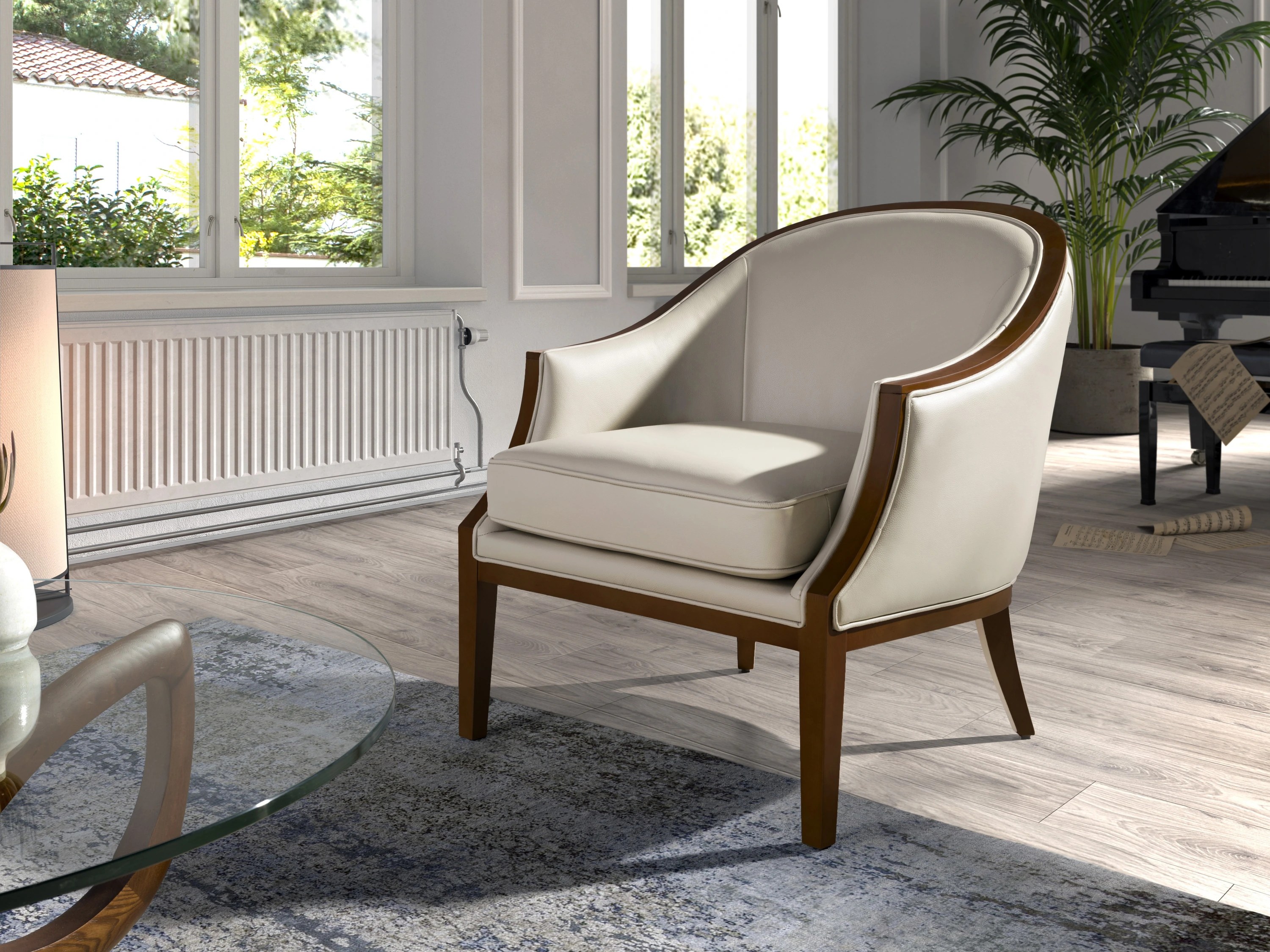 Fauteuil en cuir sable