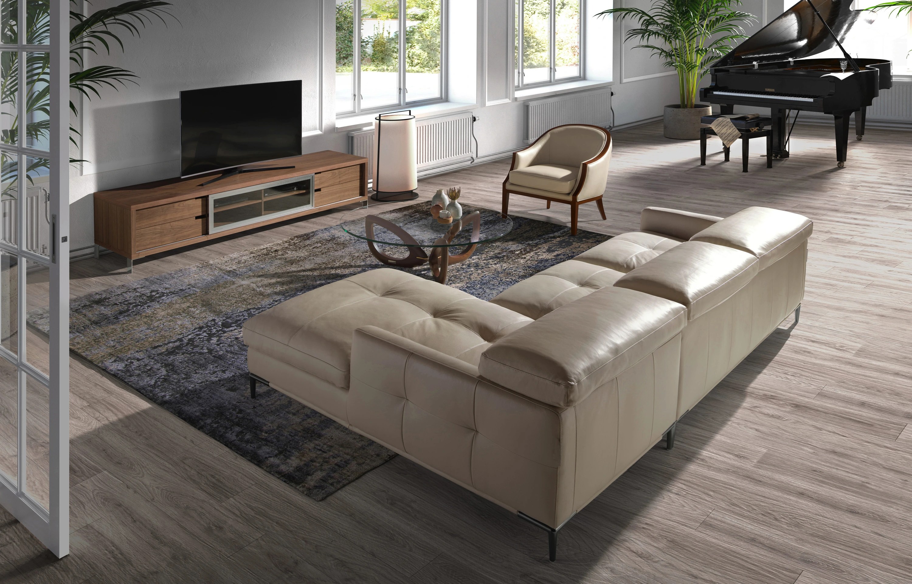 Fauteuil en cuir sable