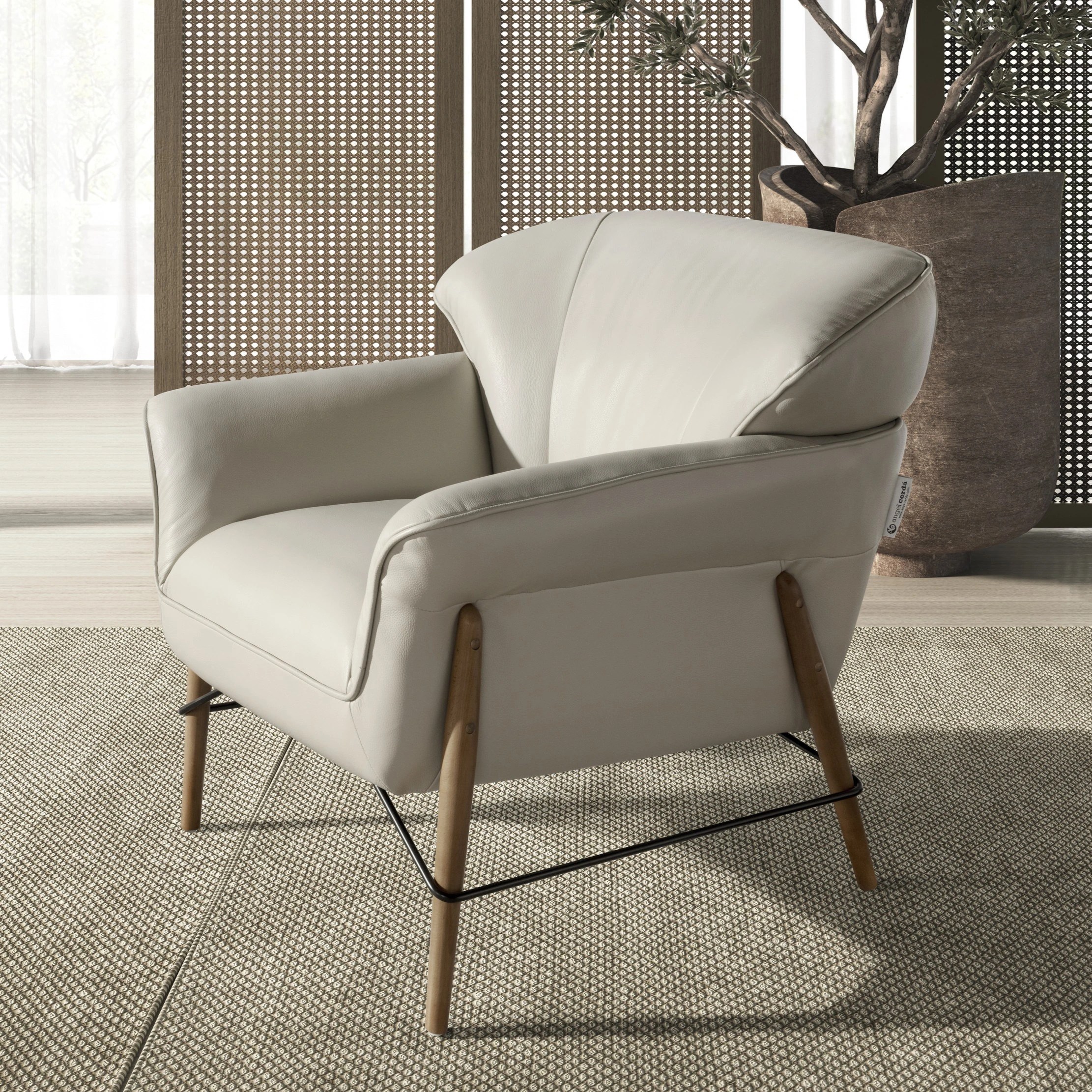 Fauteuil en cuir sable