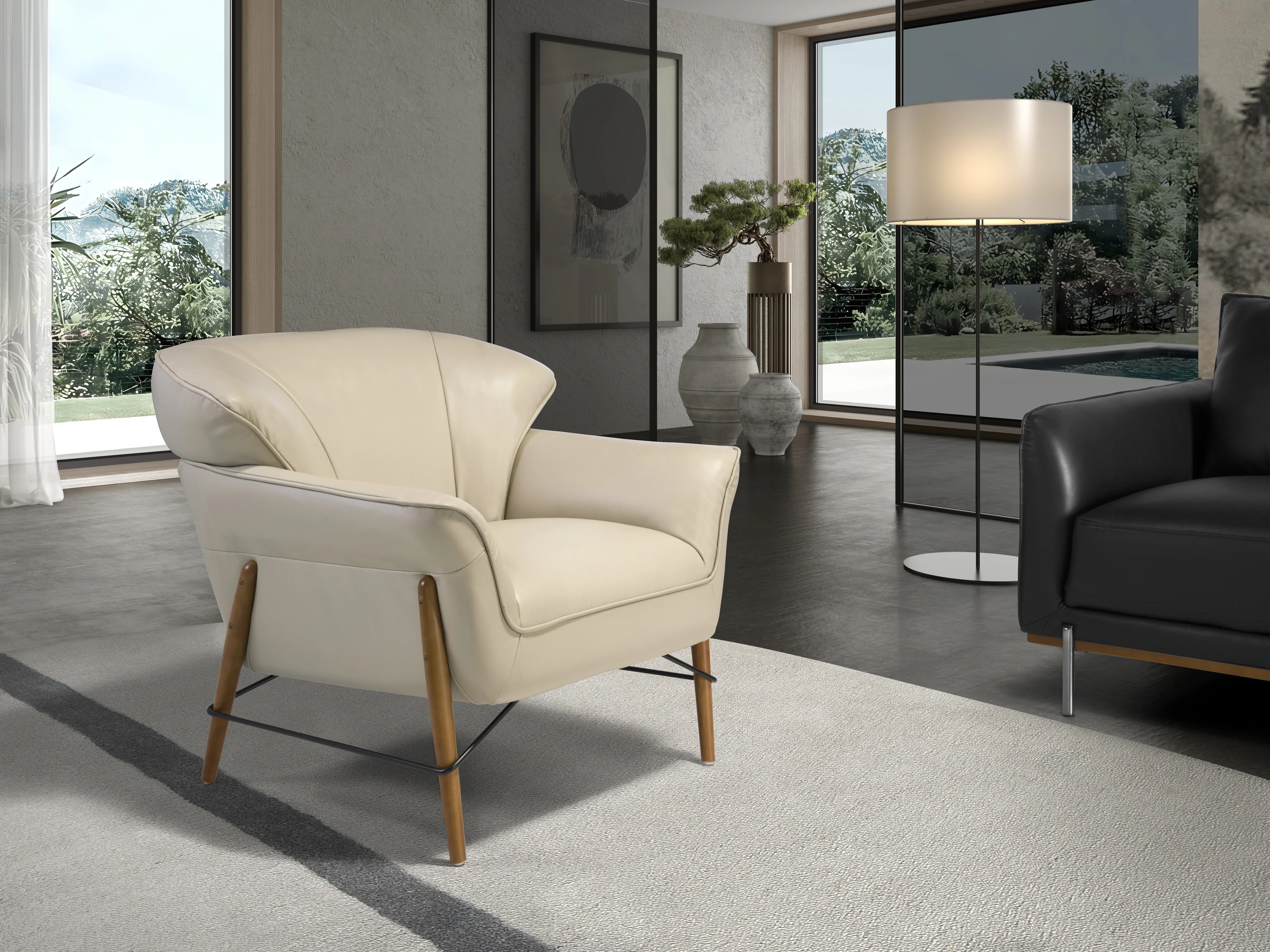 Fauteuil en cuir sable
