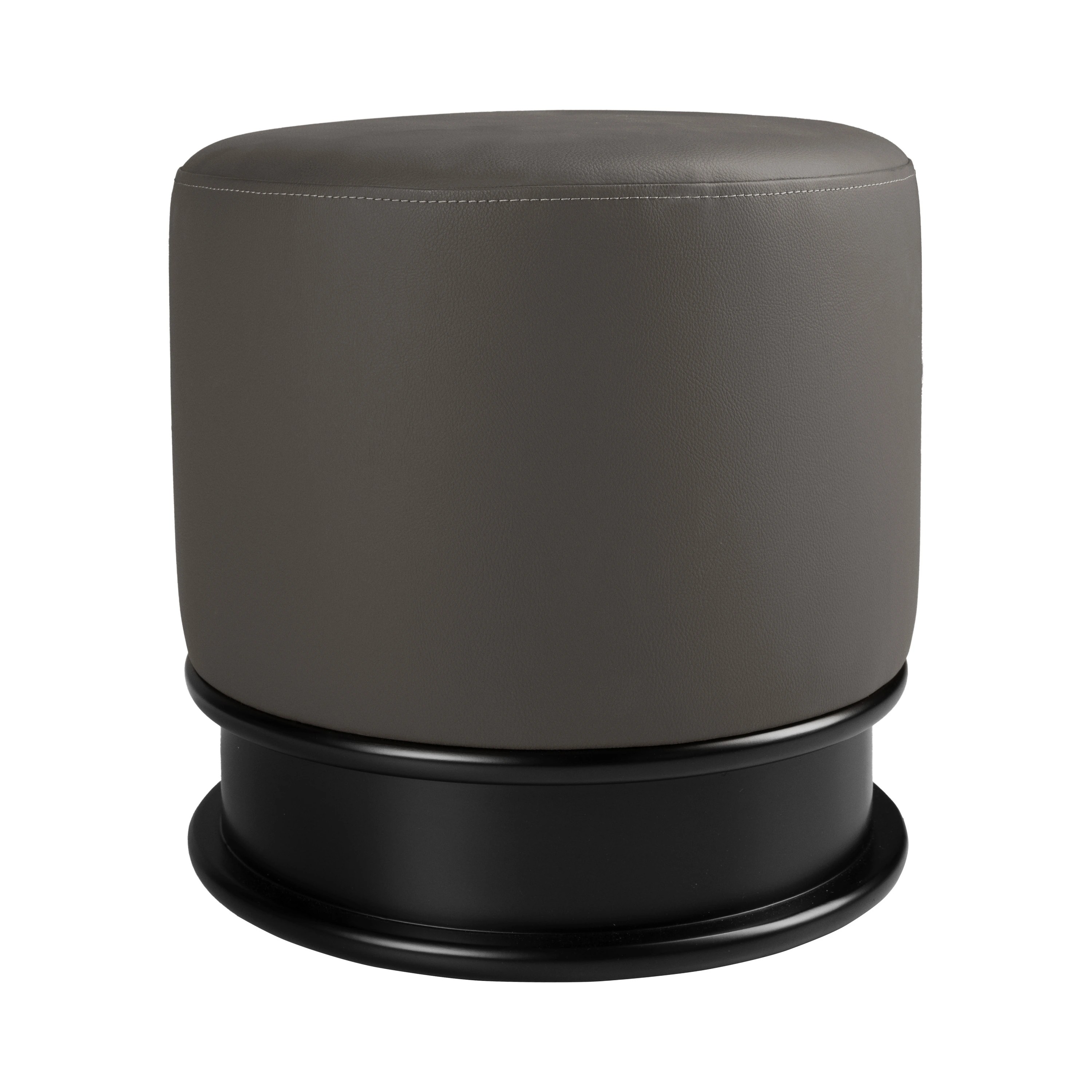Pouf en similicuir gris foncé