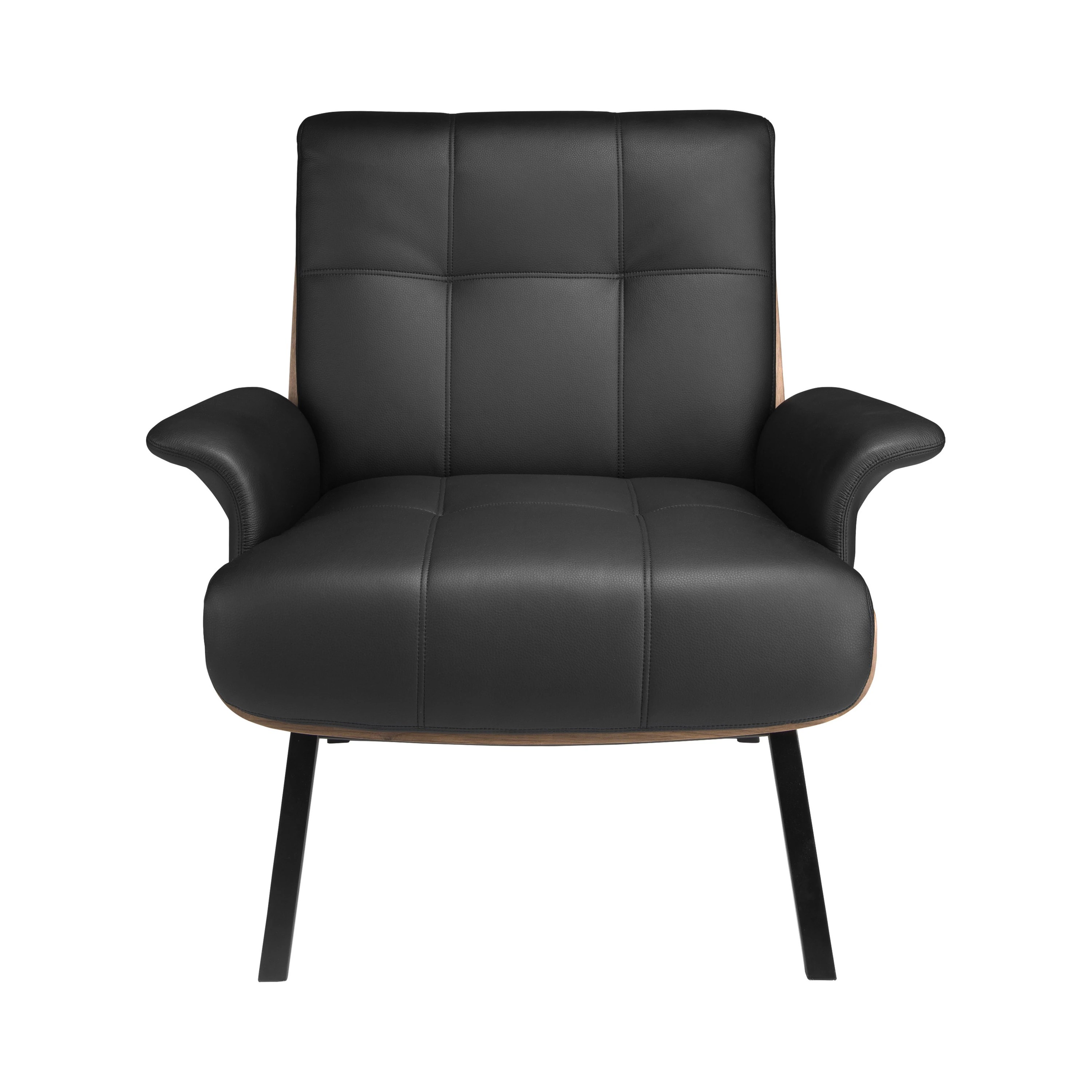 Fauteuil en similicuir noir et noyer
