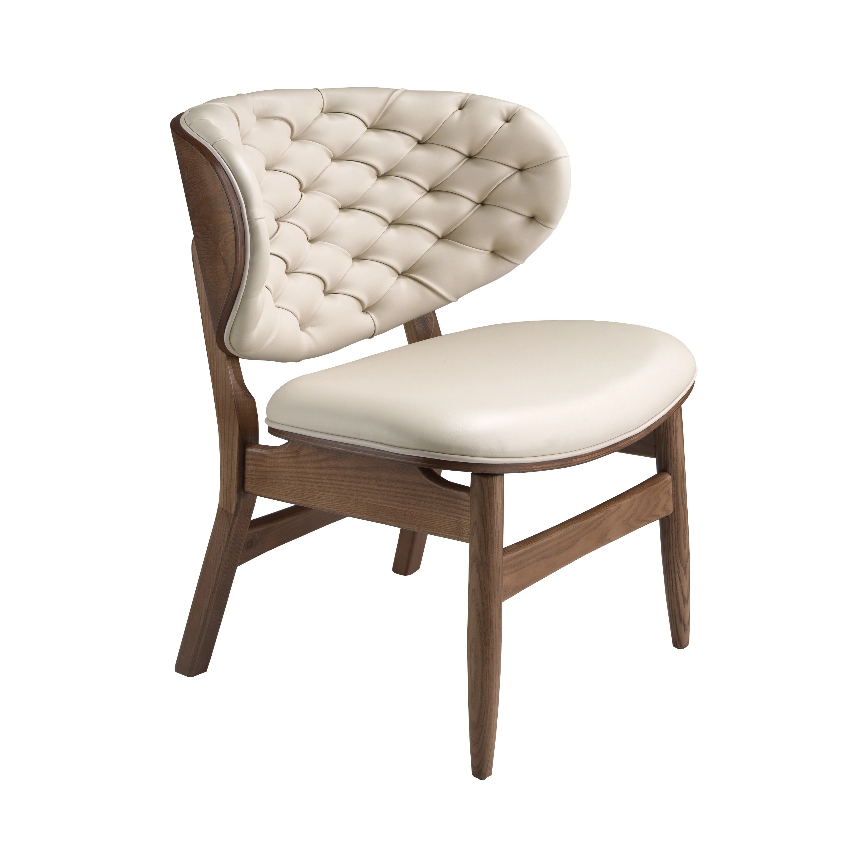 Fauteuil en similicuir sable et noyer