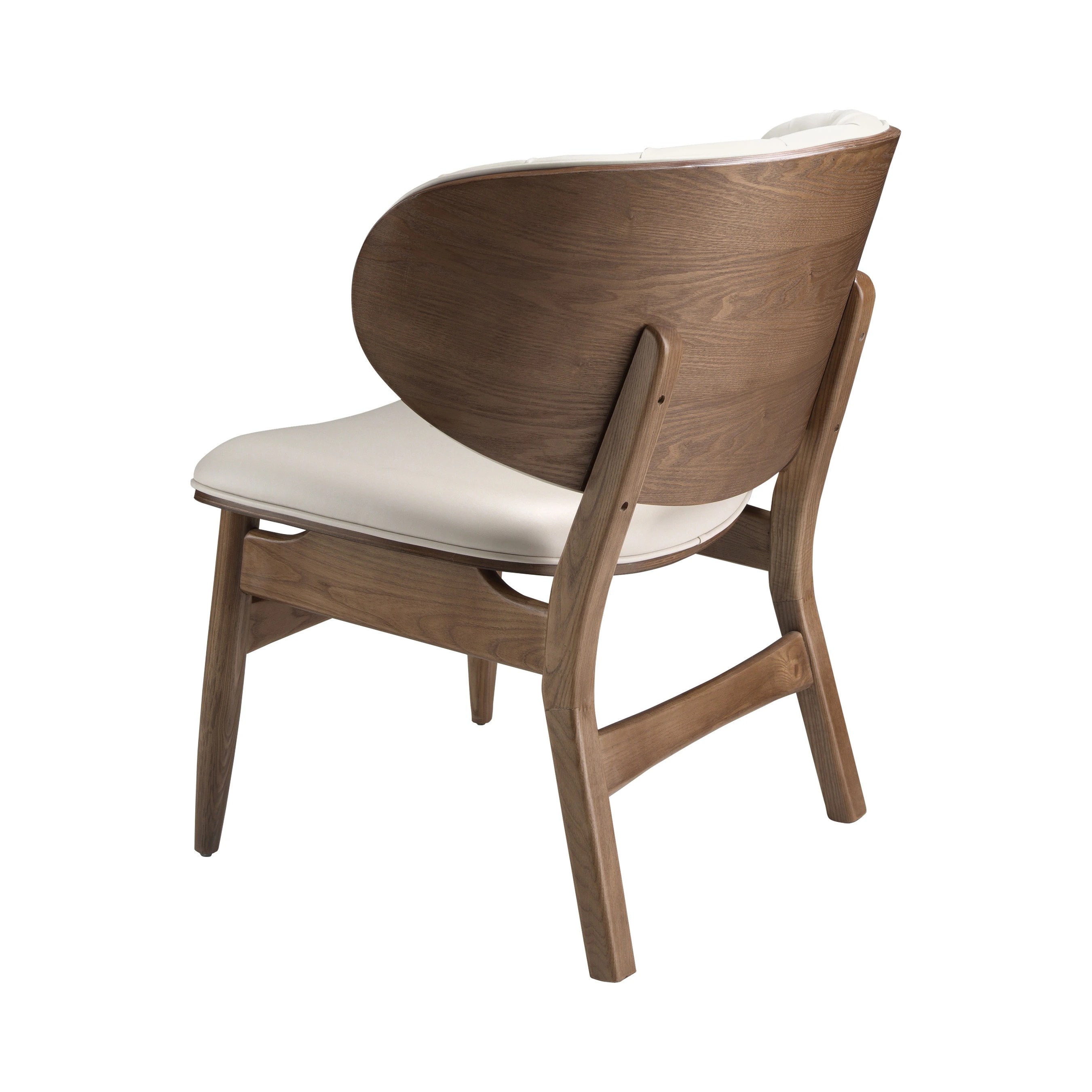 Fauteuil en similicuir sable et noyer