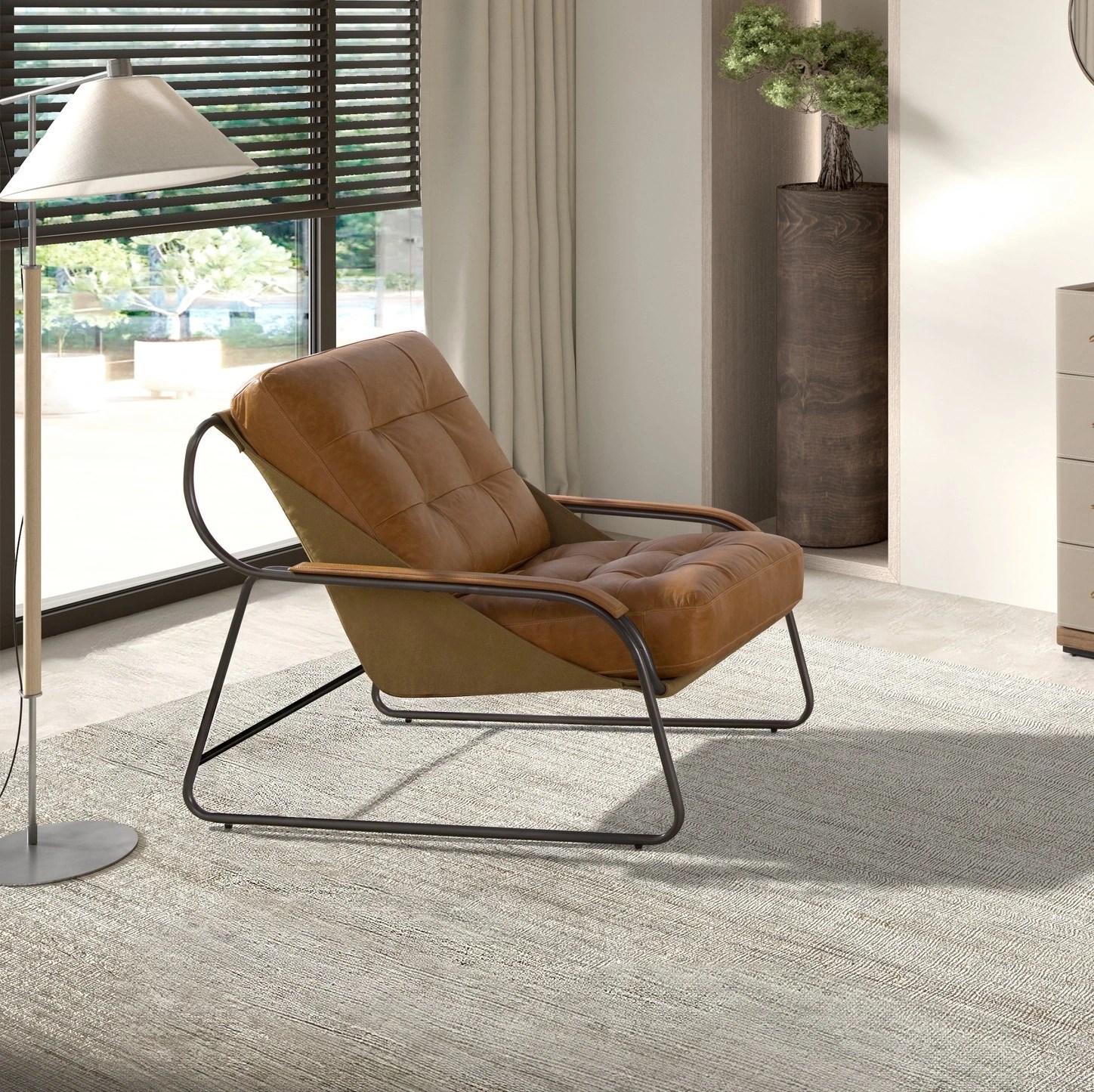 Fauteuil en cuir marron