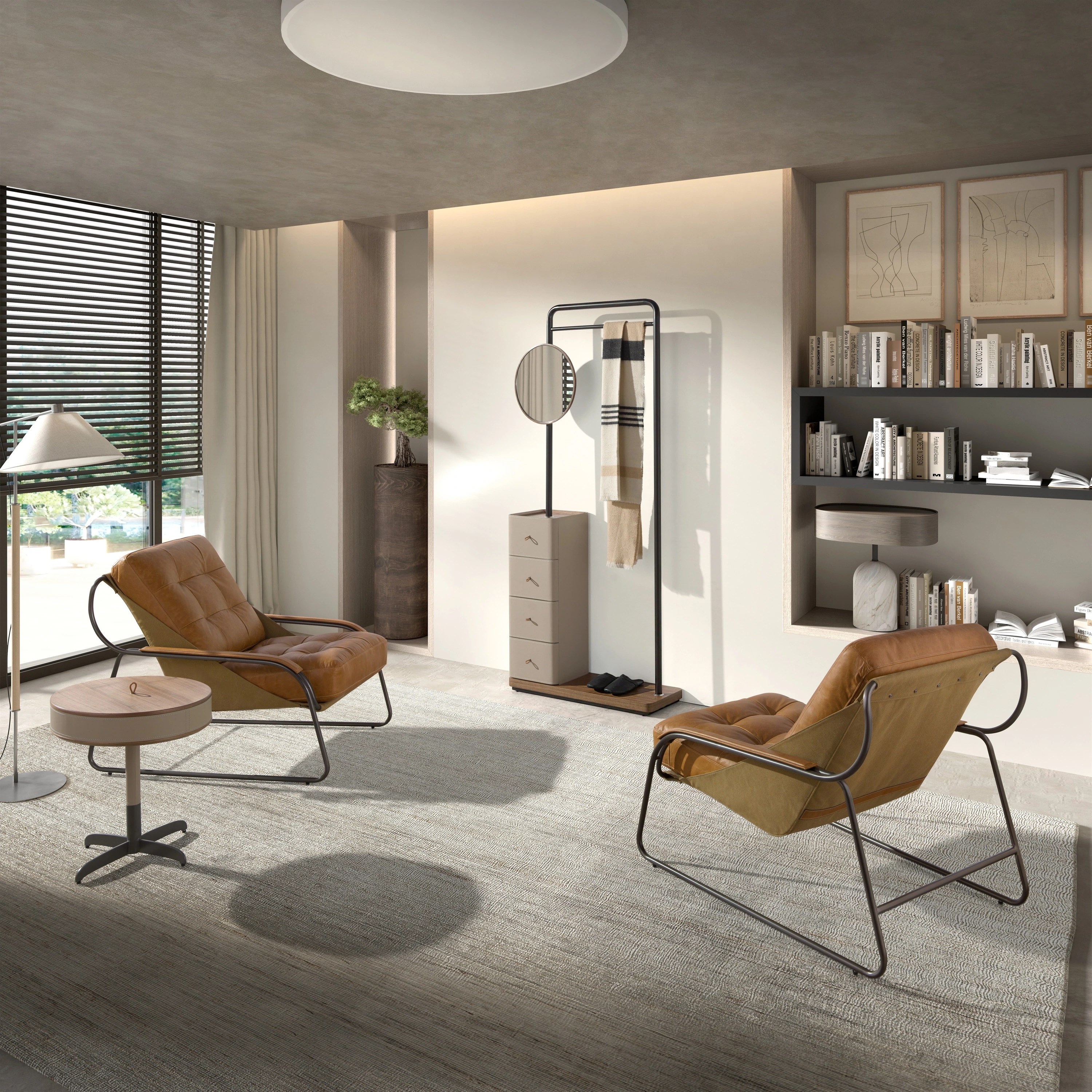 Fauteuil en cuir marron