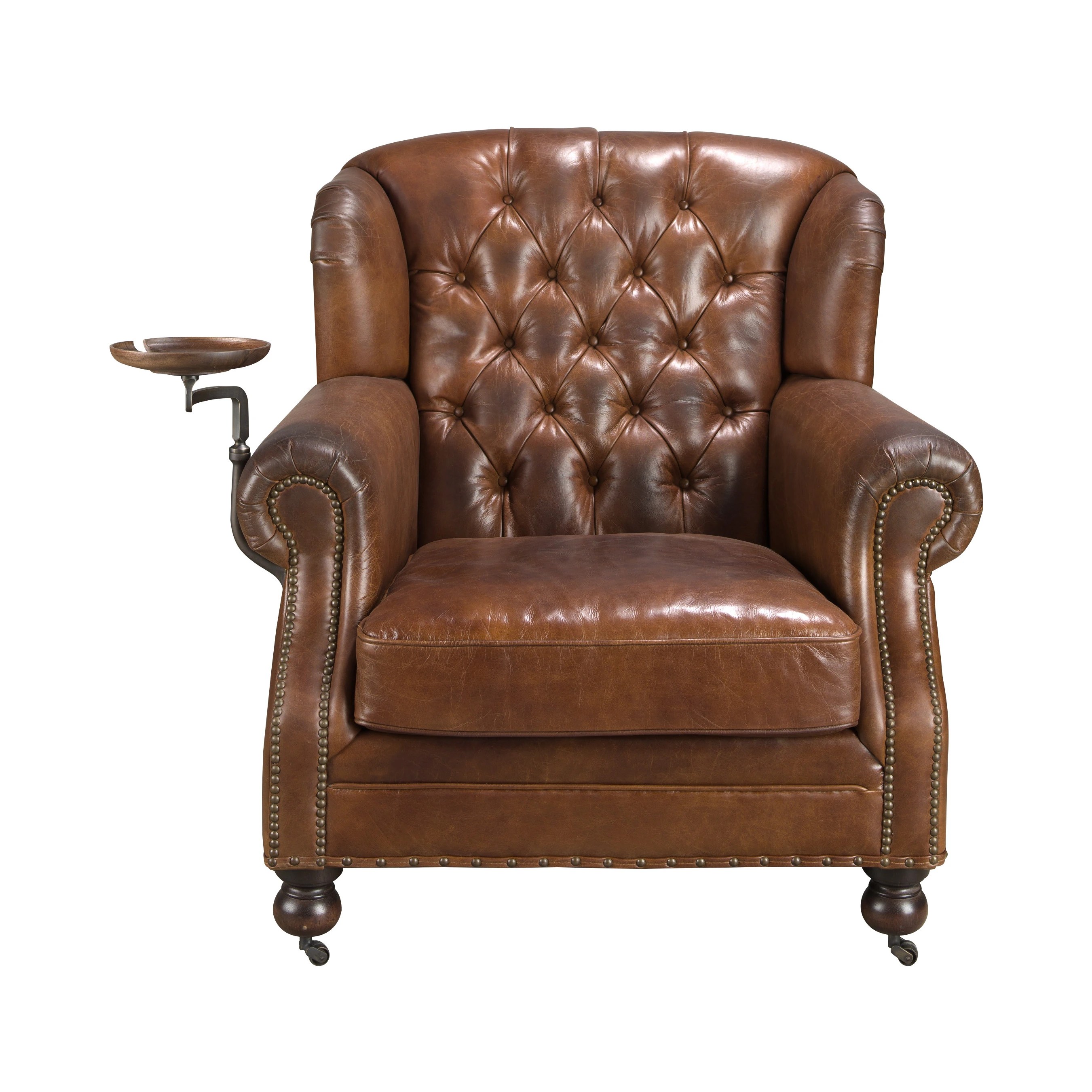 Fauteuil Chester en cuir marron cognac