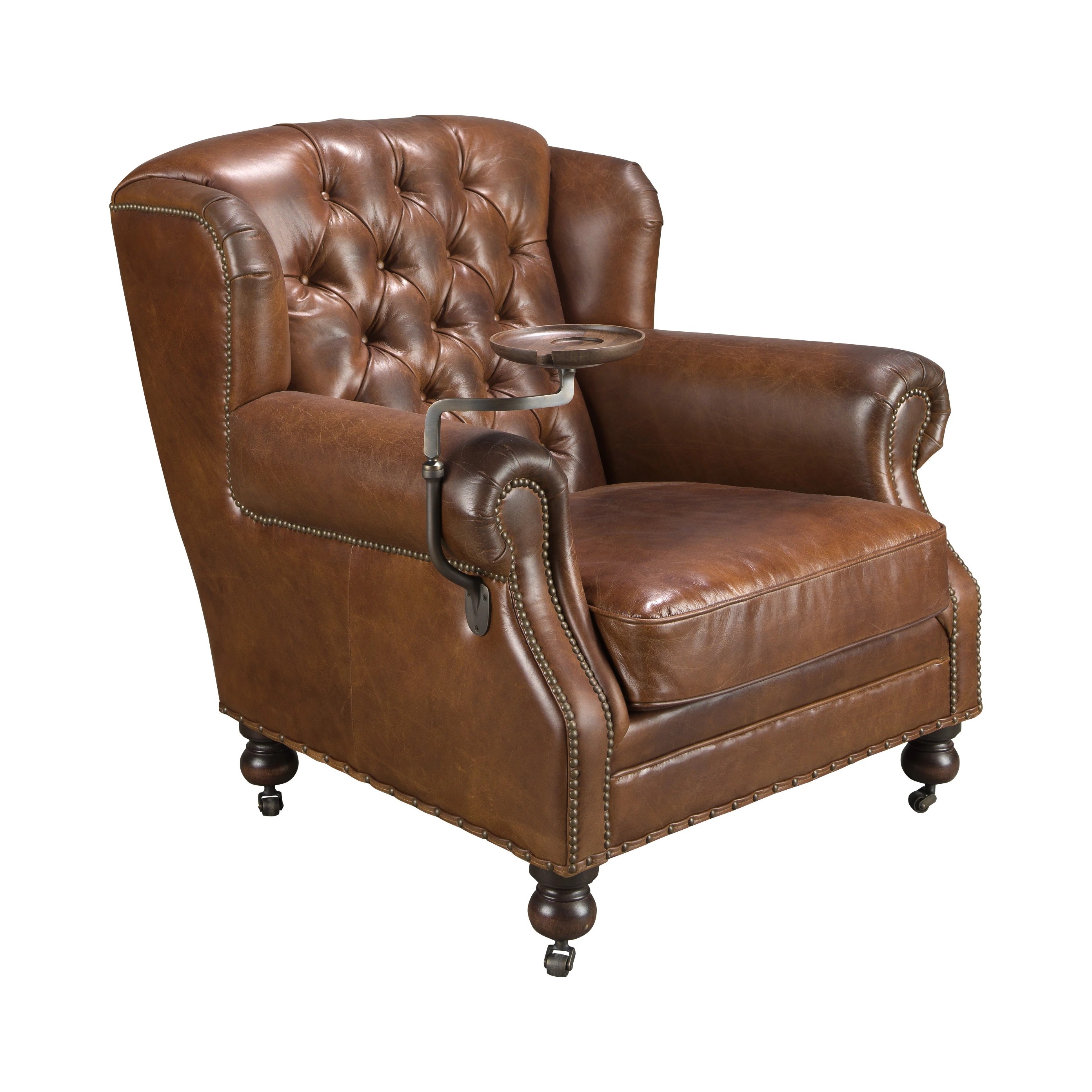 Fauteuil Chester en cuir marron cognac
