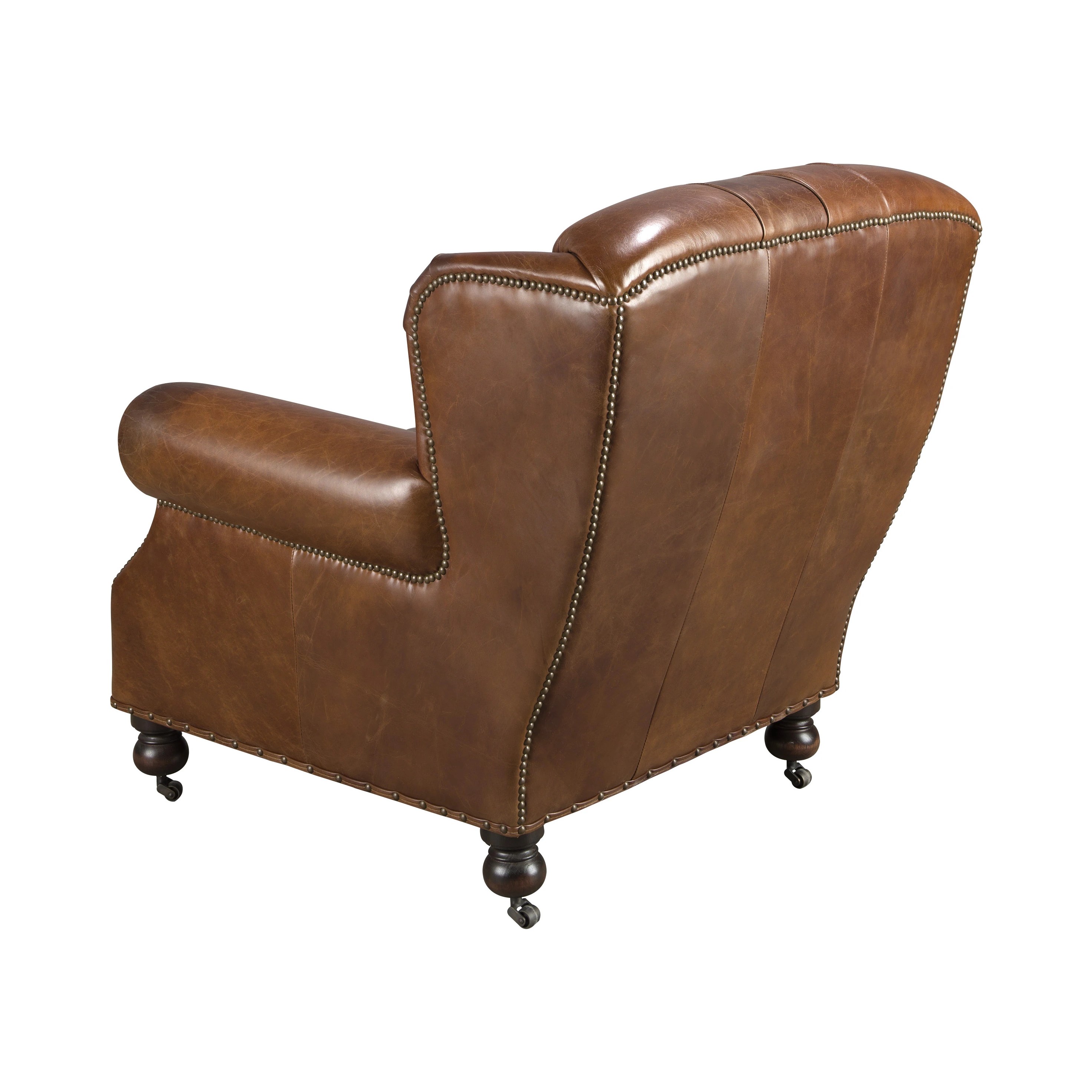 Fauteuil Chester en cuir marron cognac
