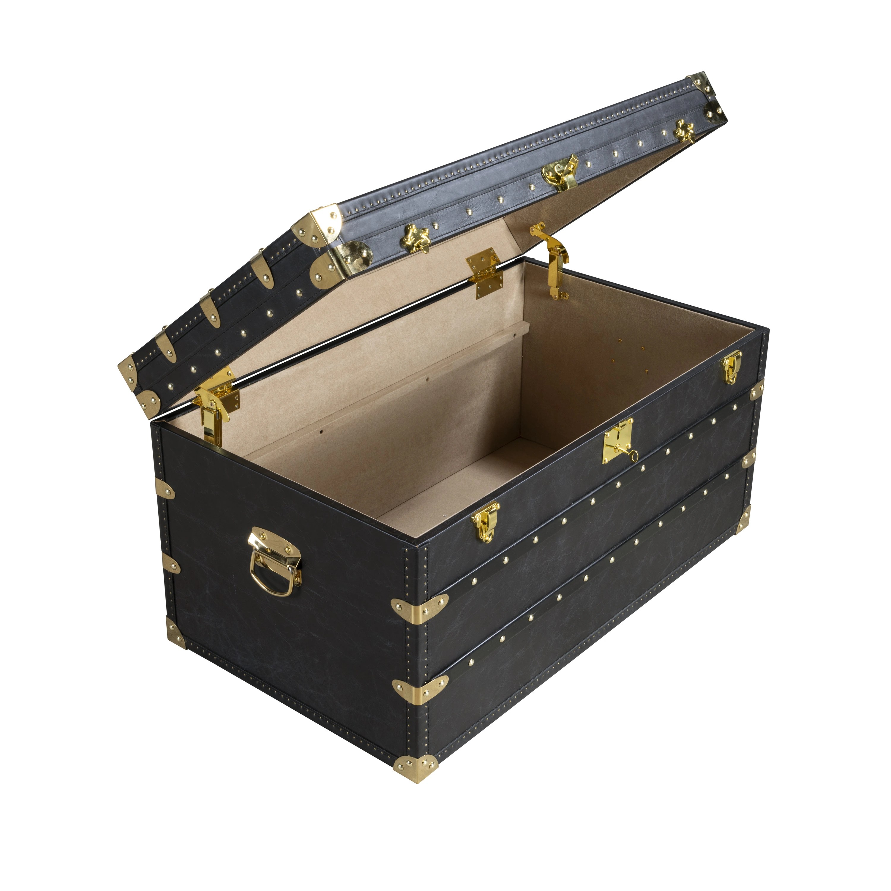 Coffre en cuir noir