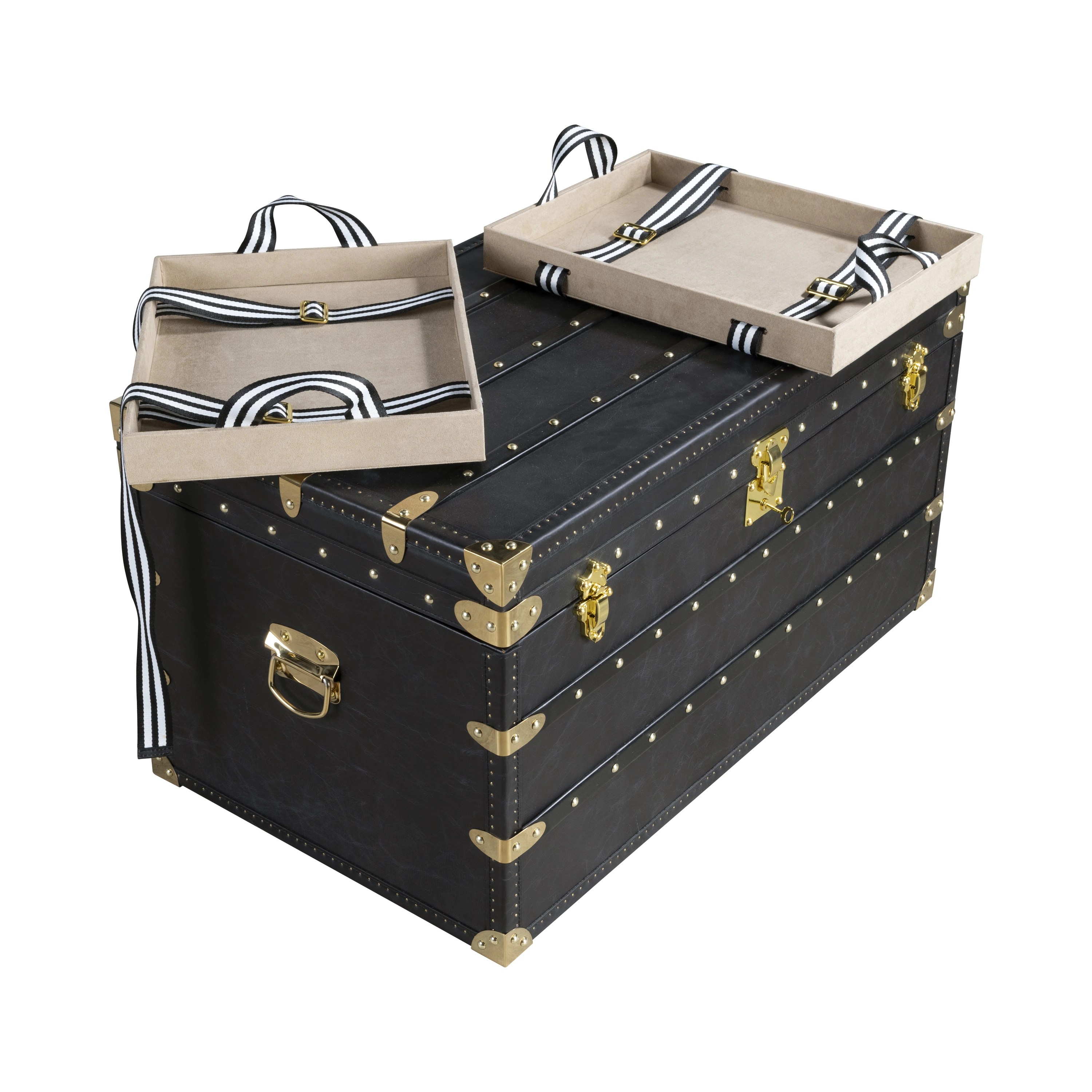 Coffre en cuir noir
