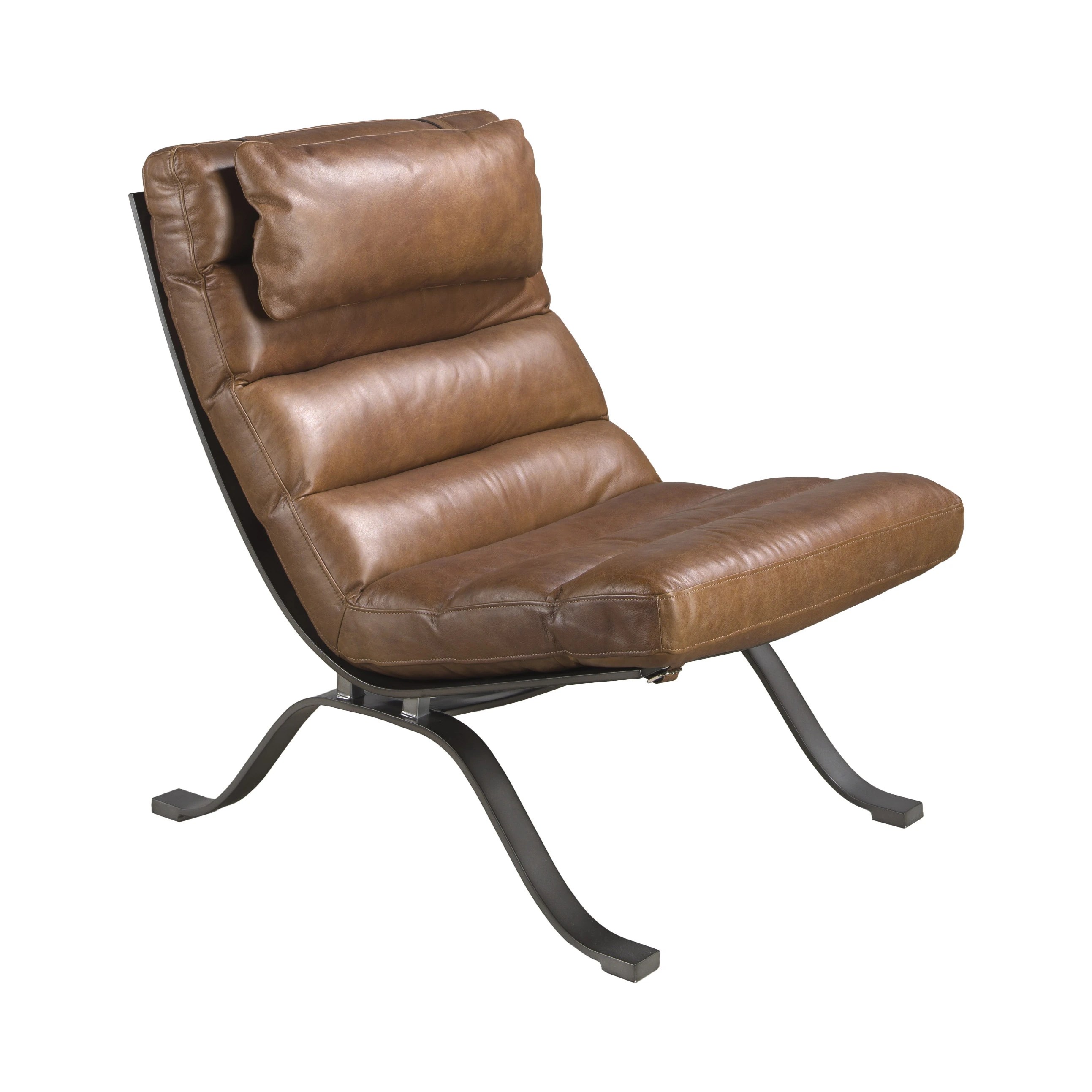 Fauteuil en cuir brun foncé