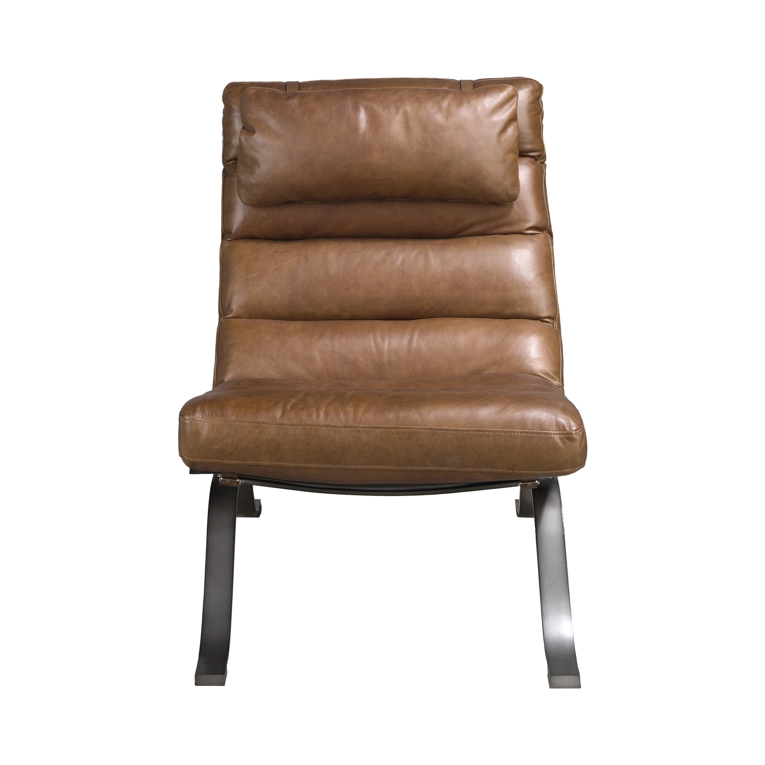 Fauteuil en cuir brun foncé
