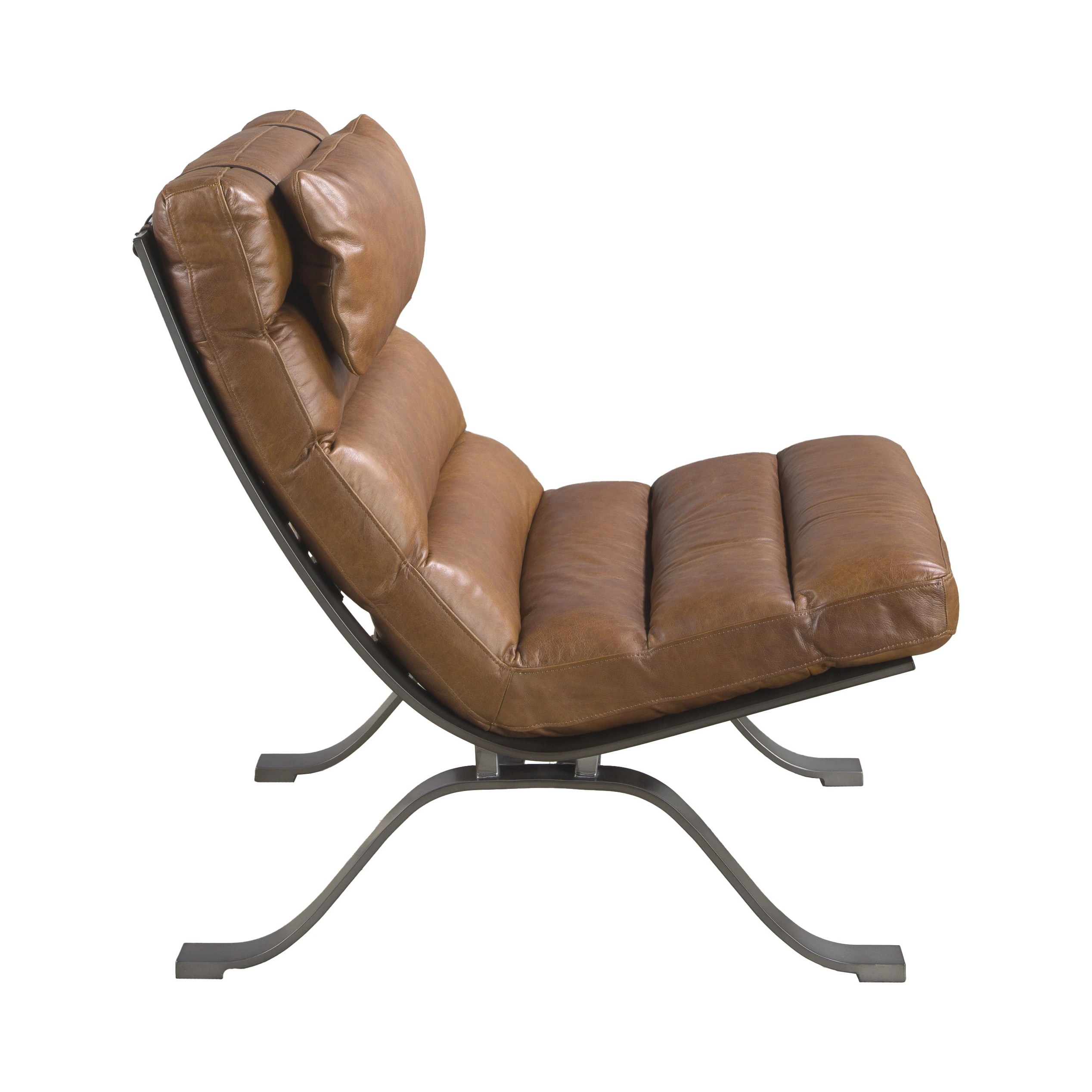 Fauteuil en cuir brun foncé