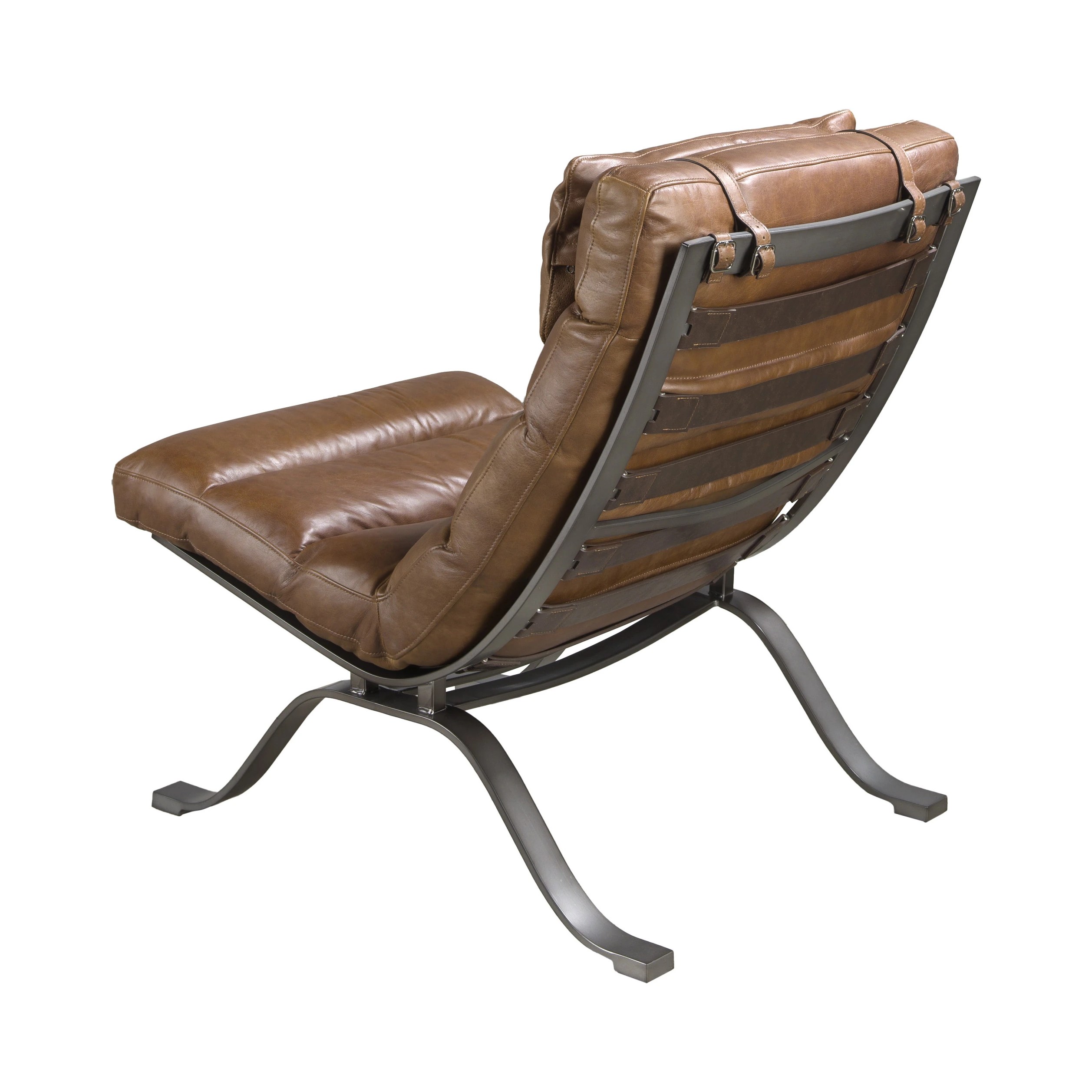 Fauteuil en cuir brun foncé