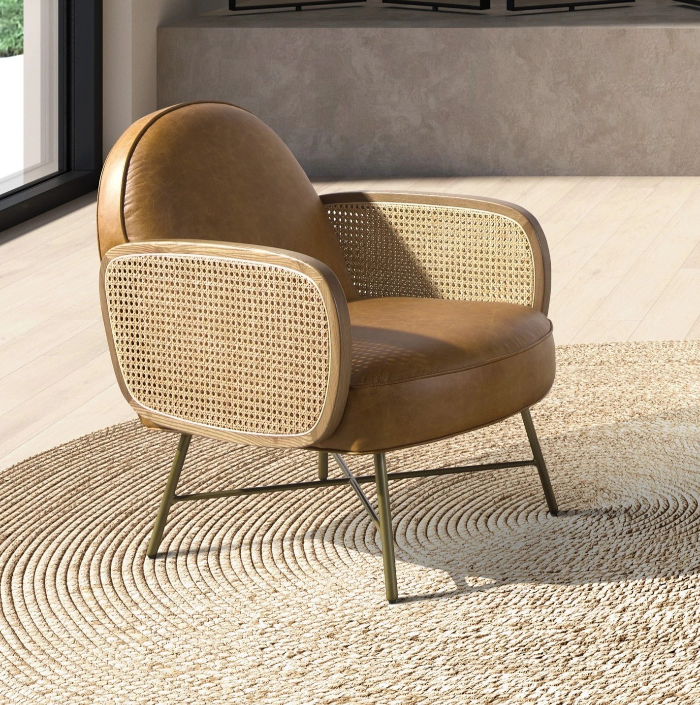 Fauteuil en cuir marron