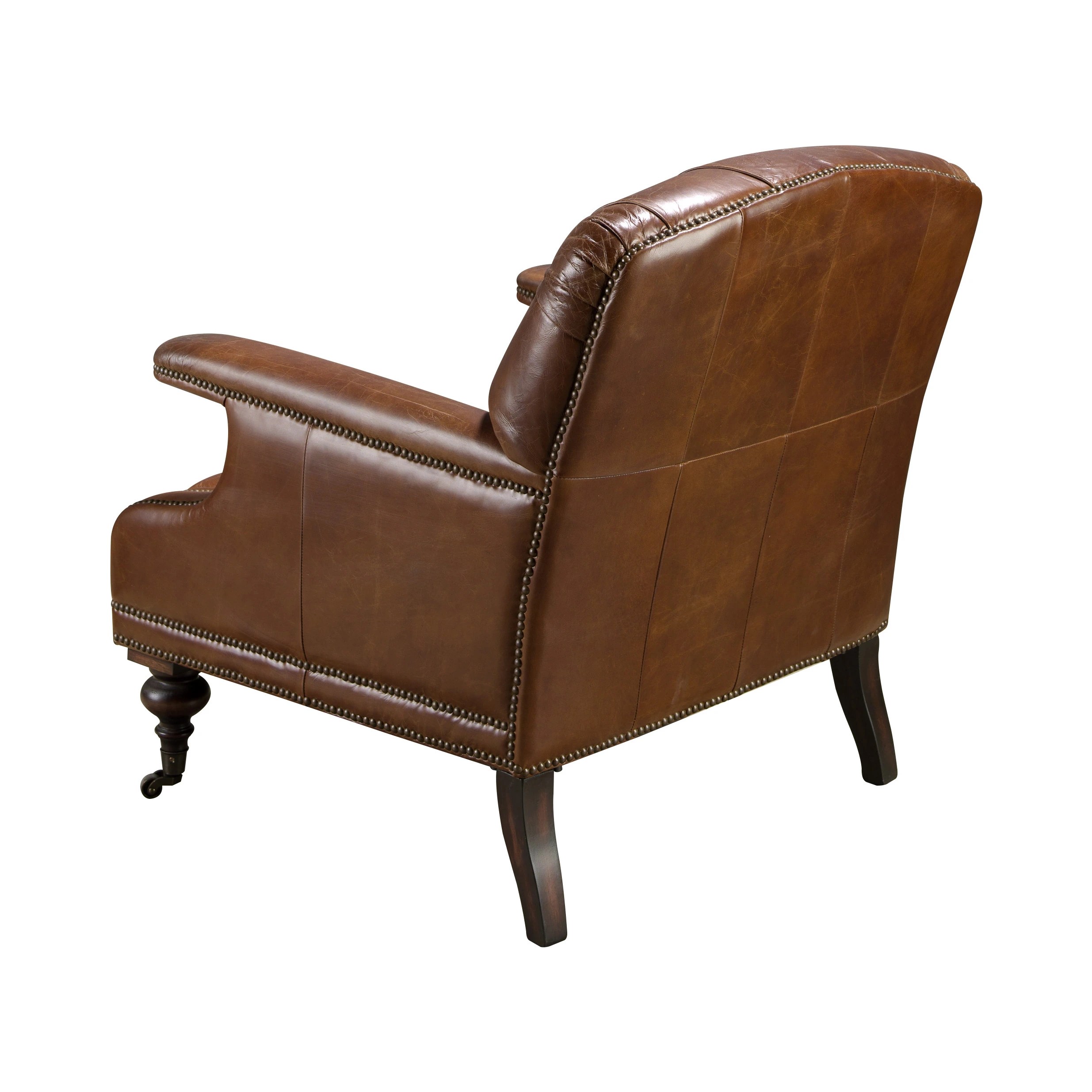 Fauteuil Chester en cuir marron cognac