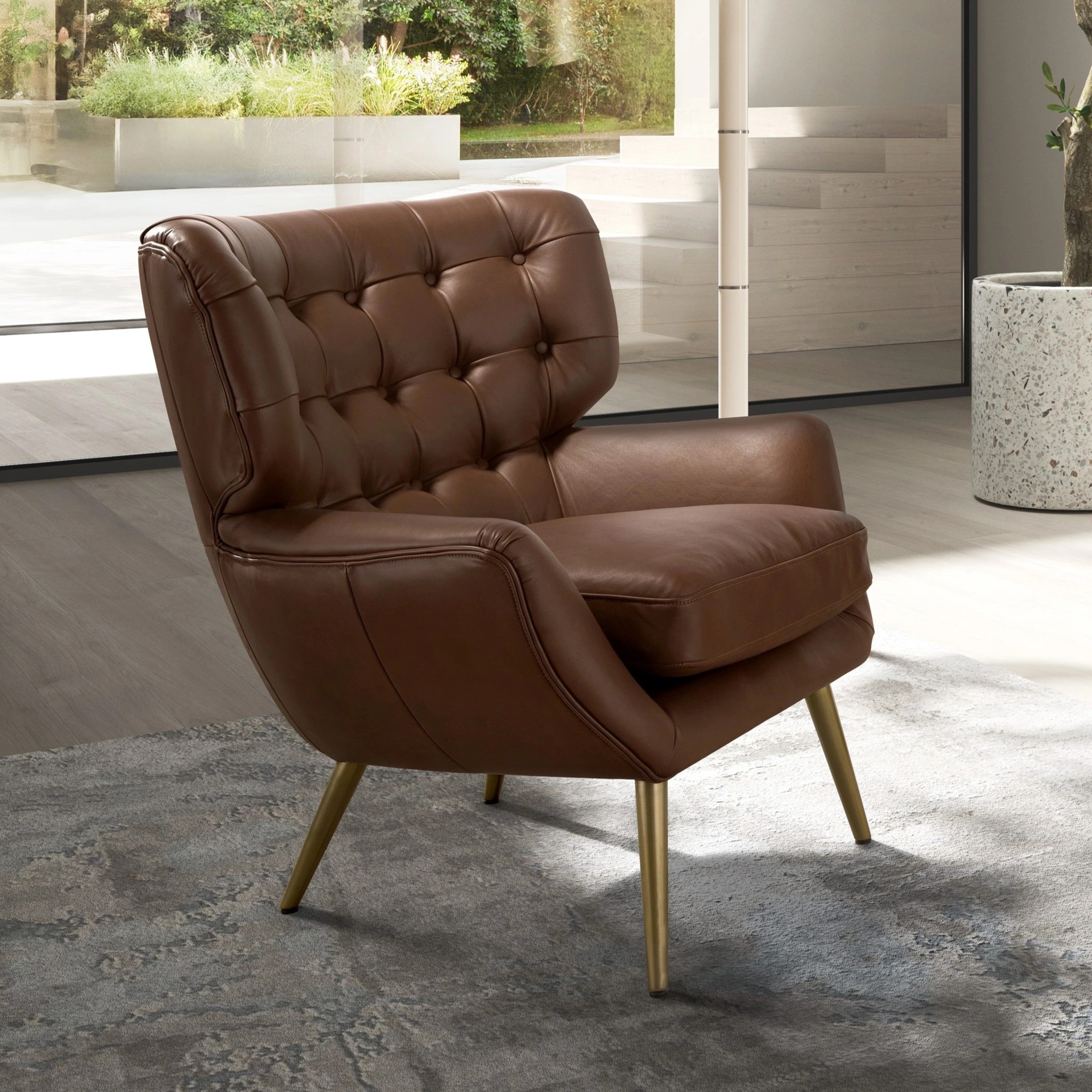 Fauteuil Chester cuir marron foncé