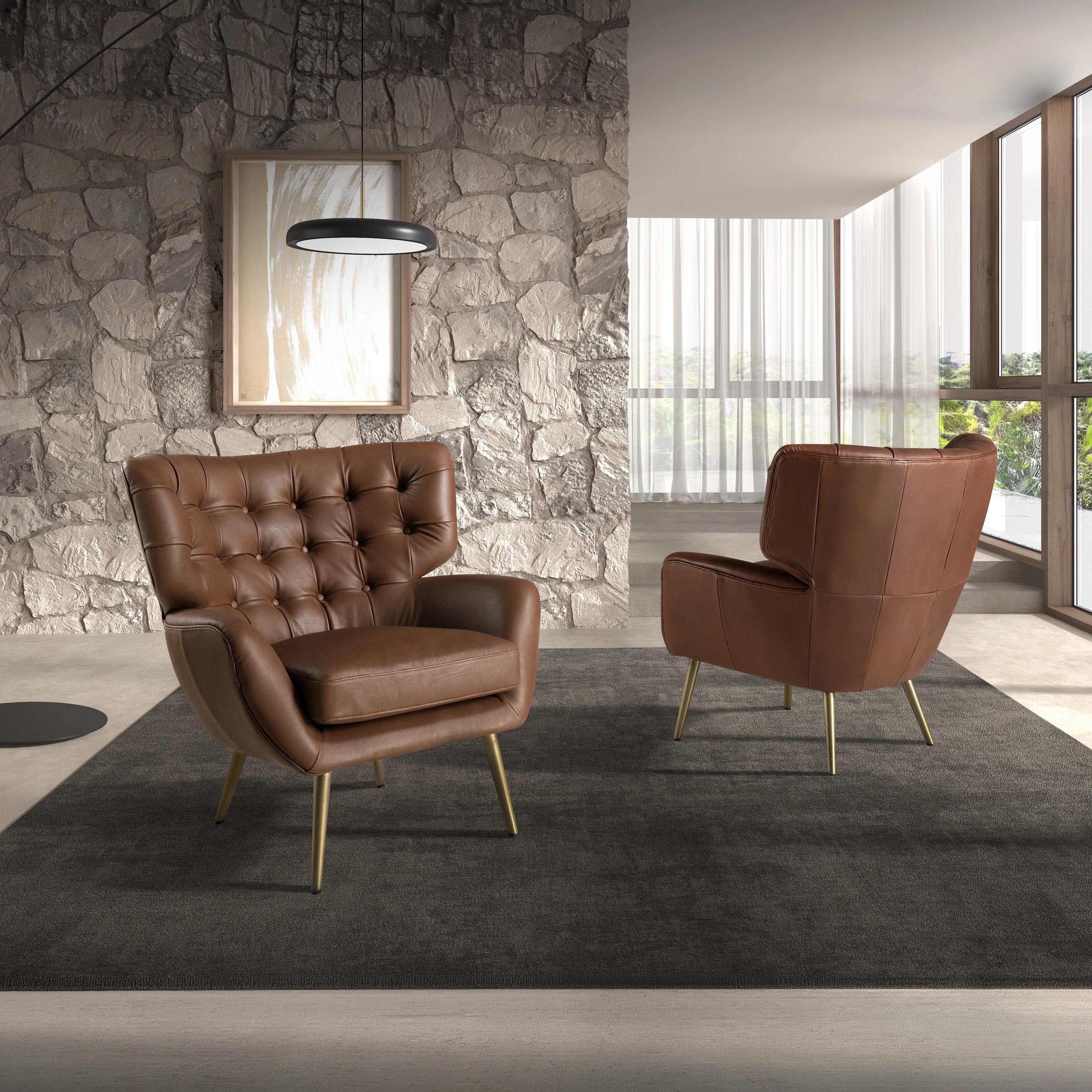 Fauteuil Chester cuir marron foncé