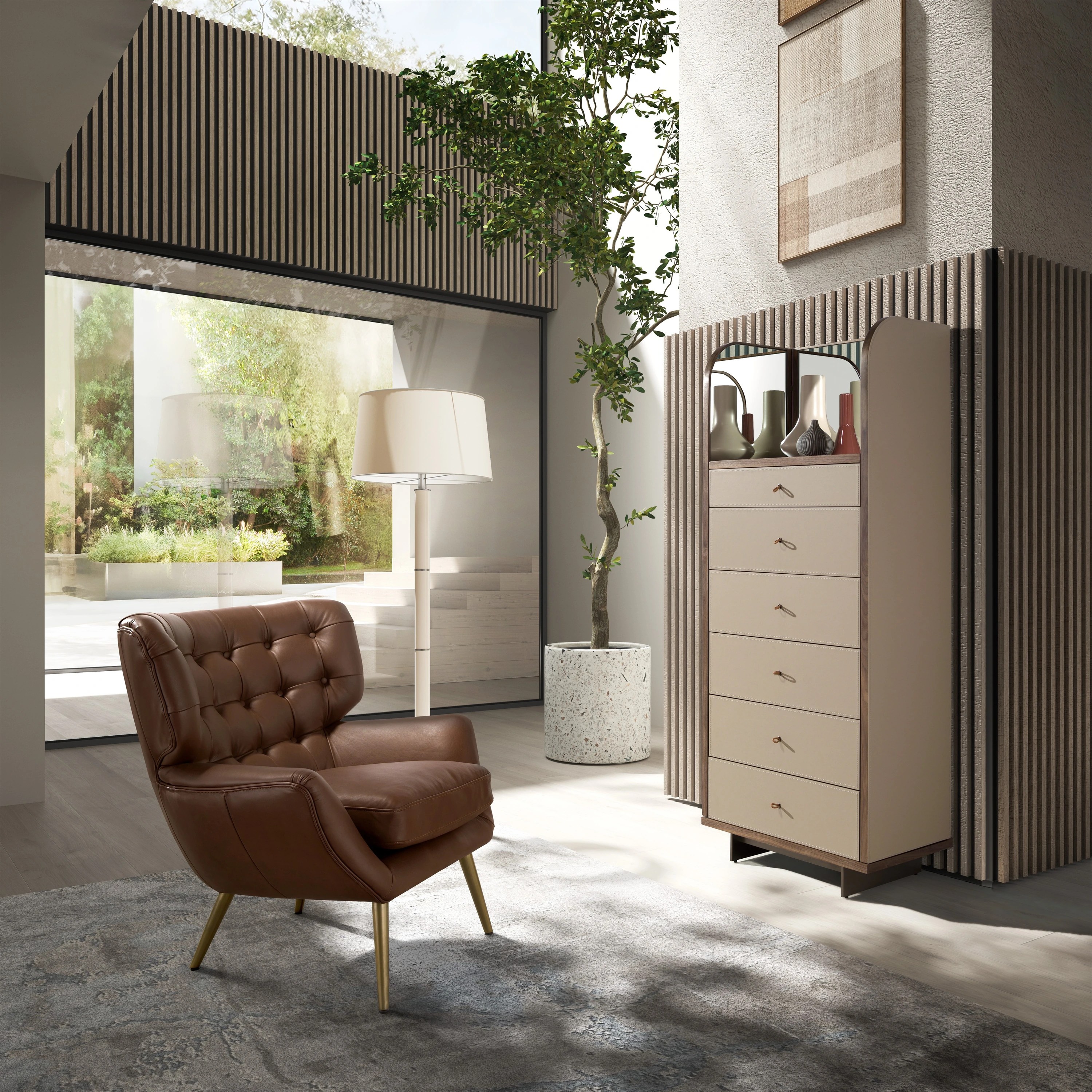 Fauteuil Chester cuir marron foncé
