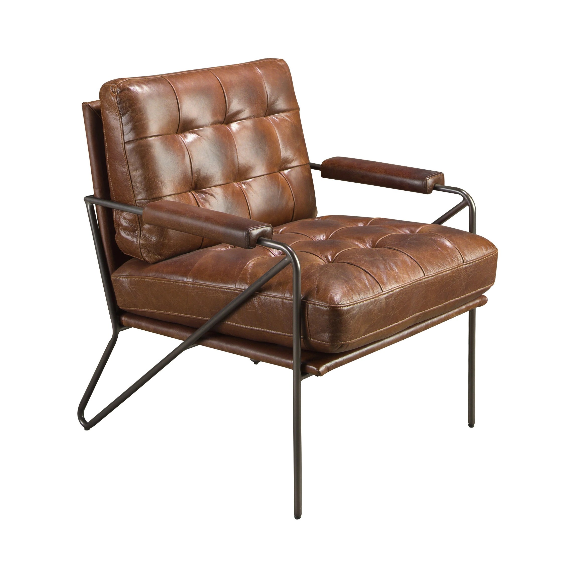 Fauteuil en cuir marron cognac