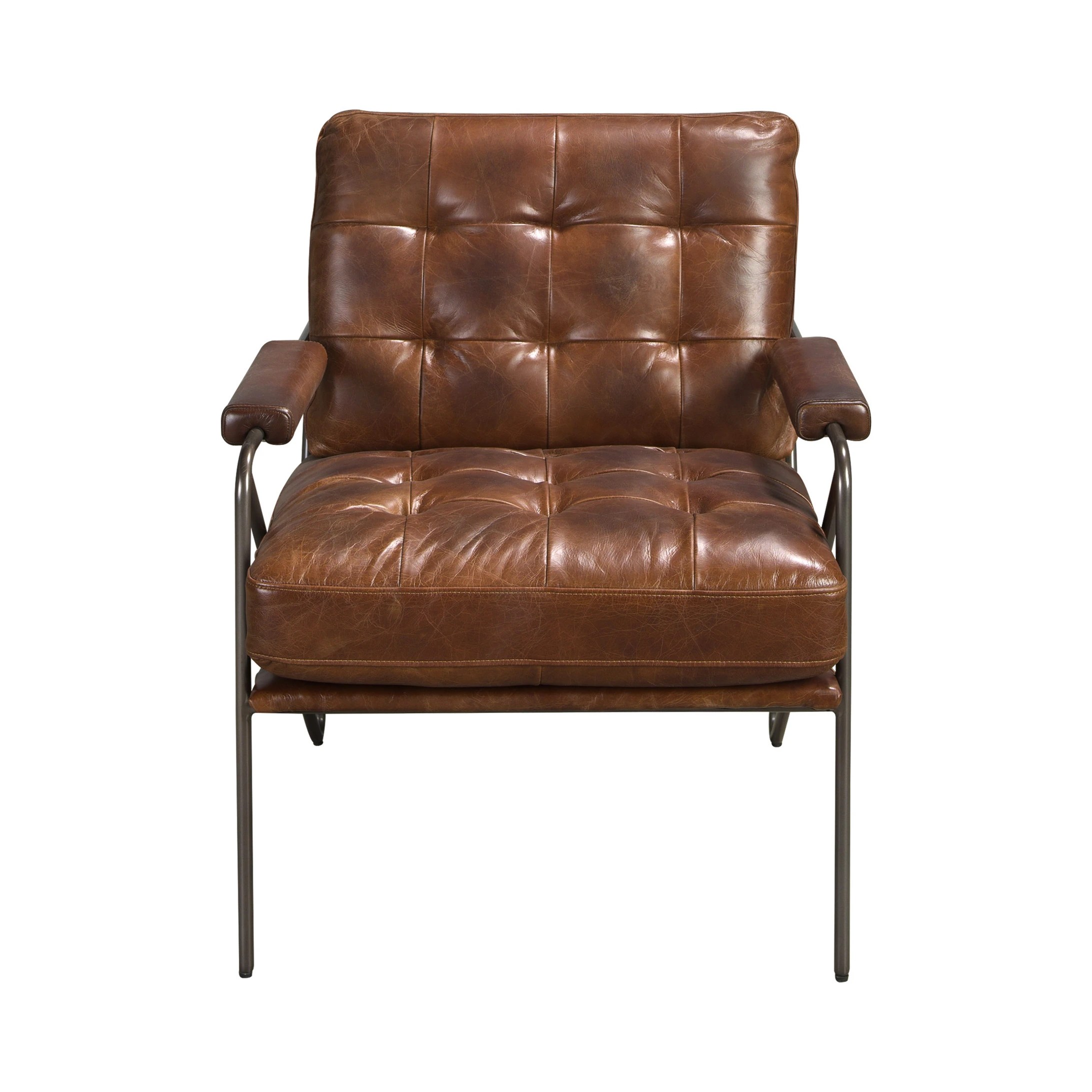 Fauteuil en cuir marron cognac