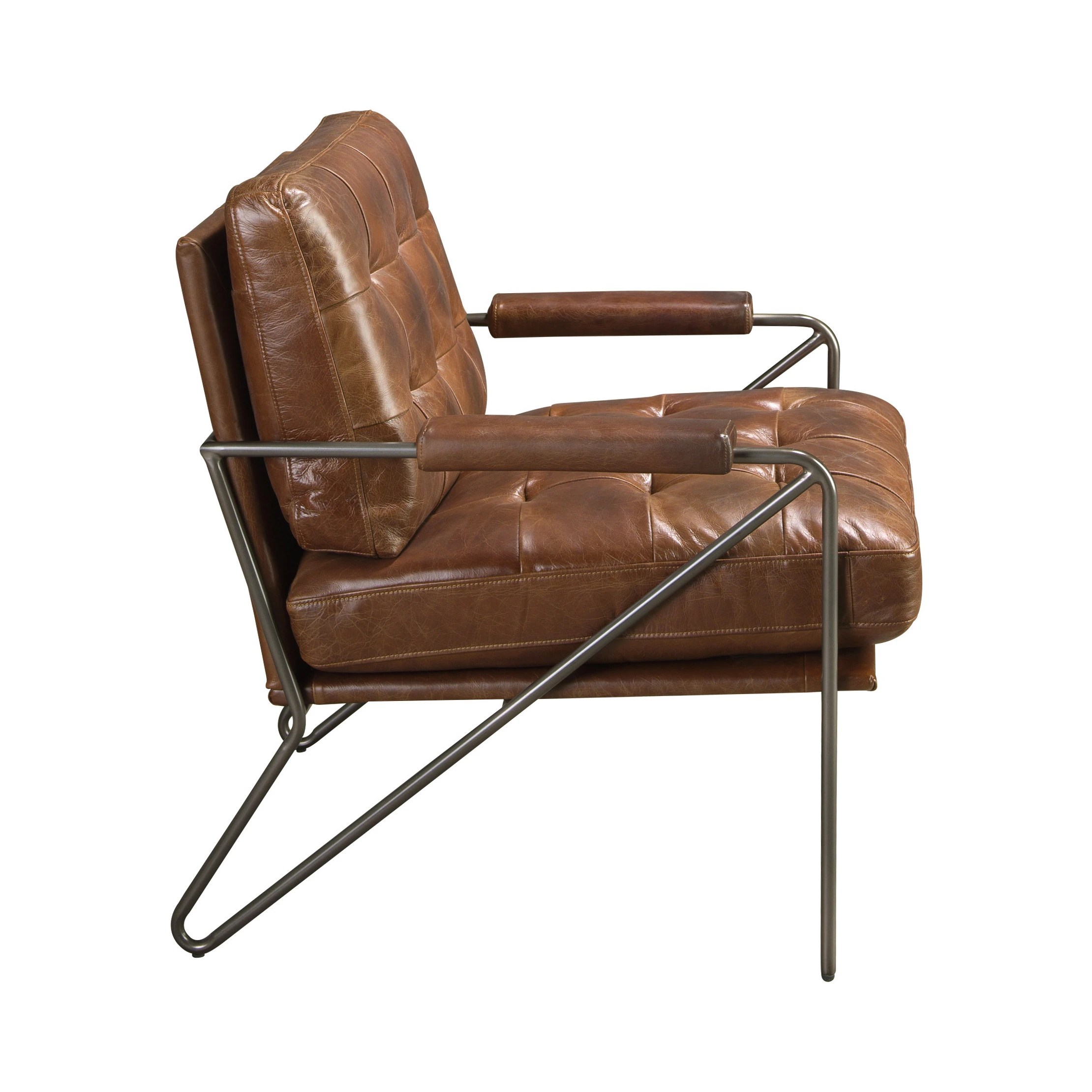 Fauteuil en cuir marron cognac