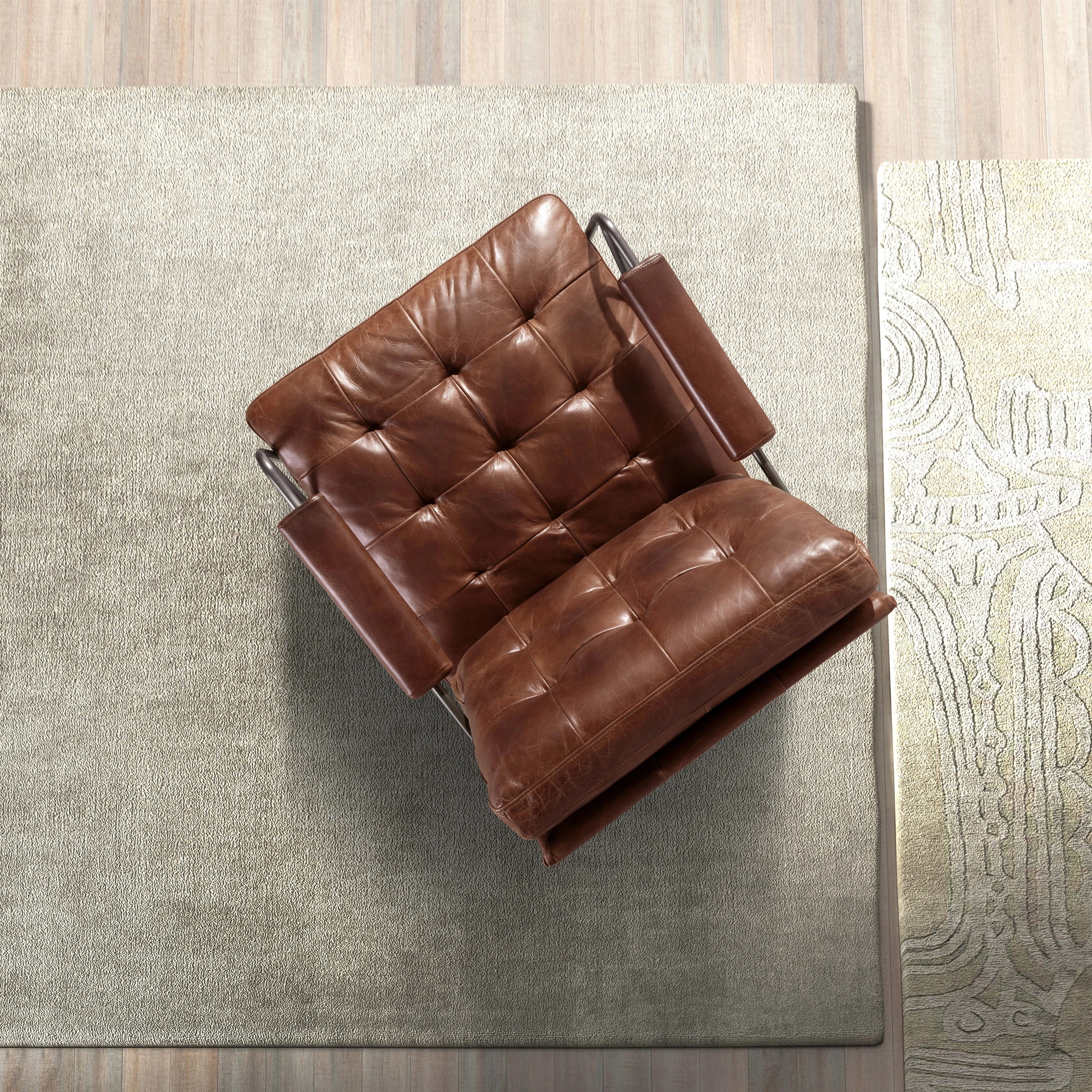 Fauteuil en cuir marron cognac