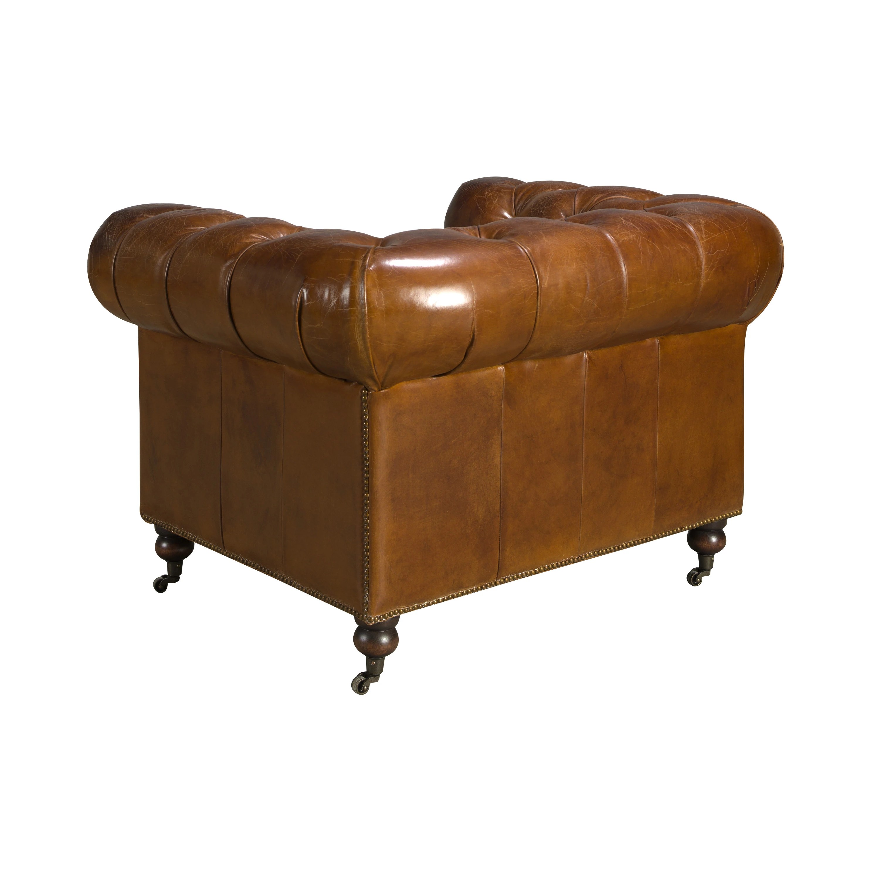 Fauteuil Chester en cuir brun cognac
