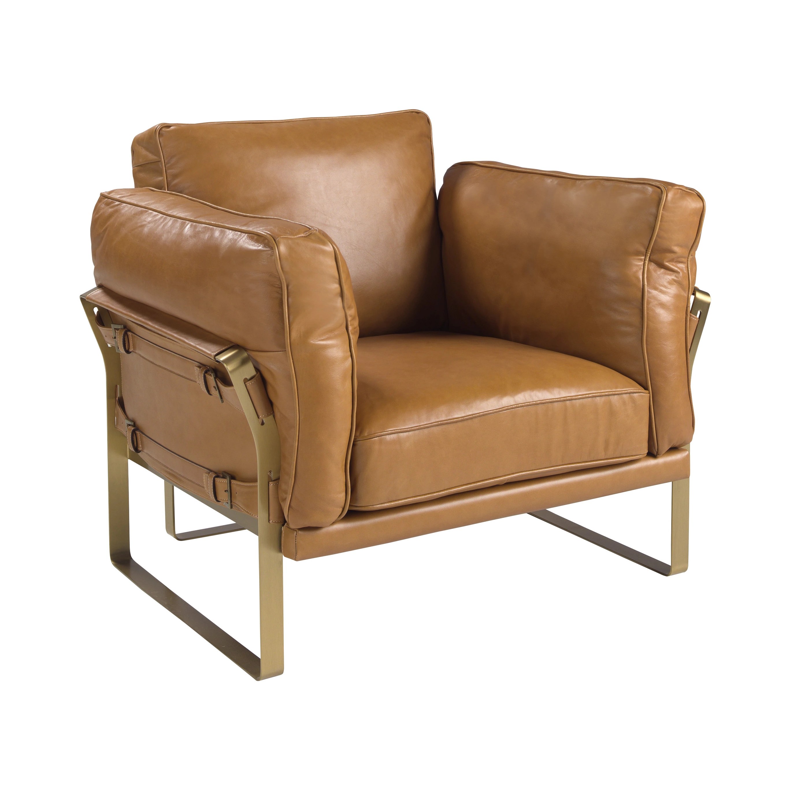 Fauteuil en cuir camel