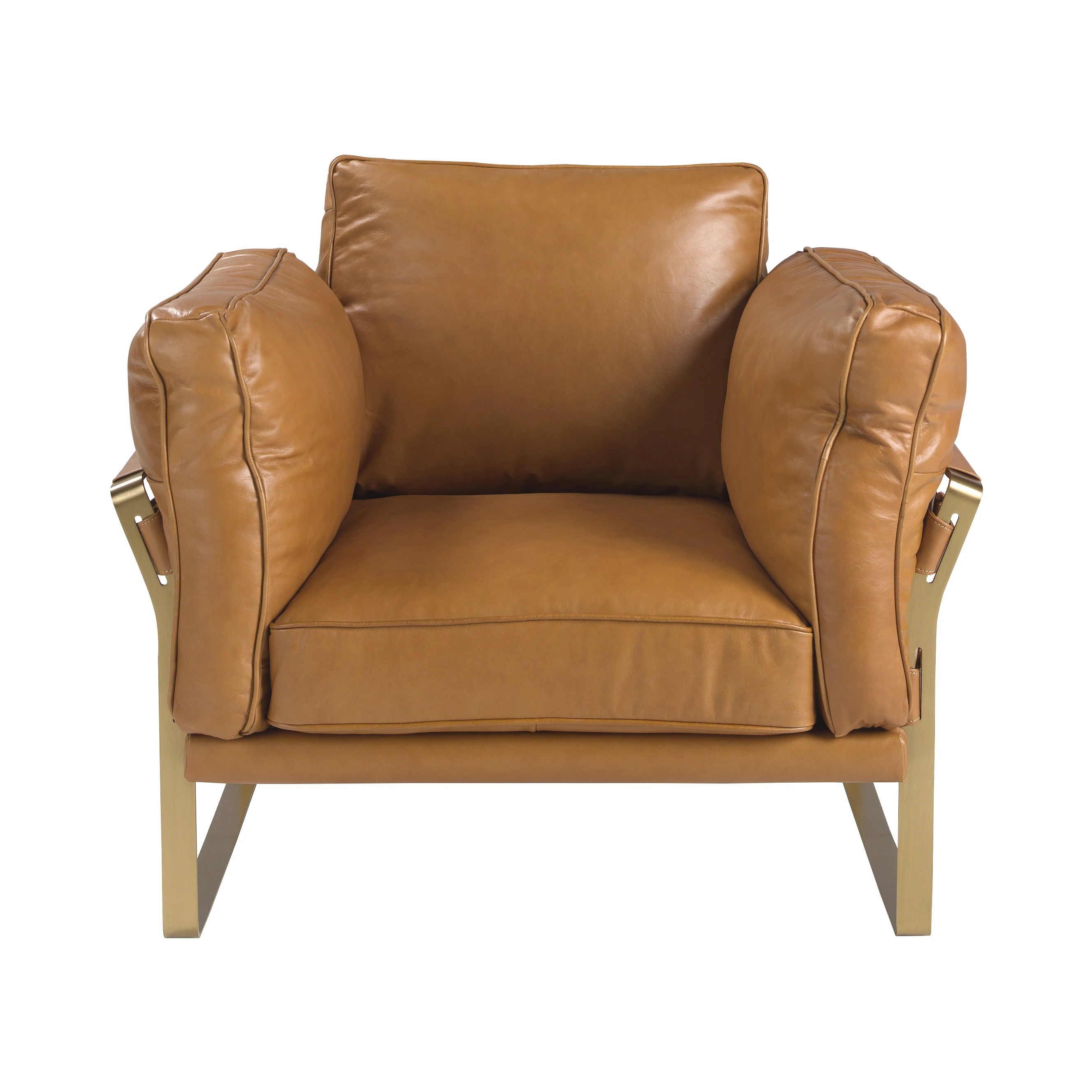 Fauteuil en cuir camel
