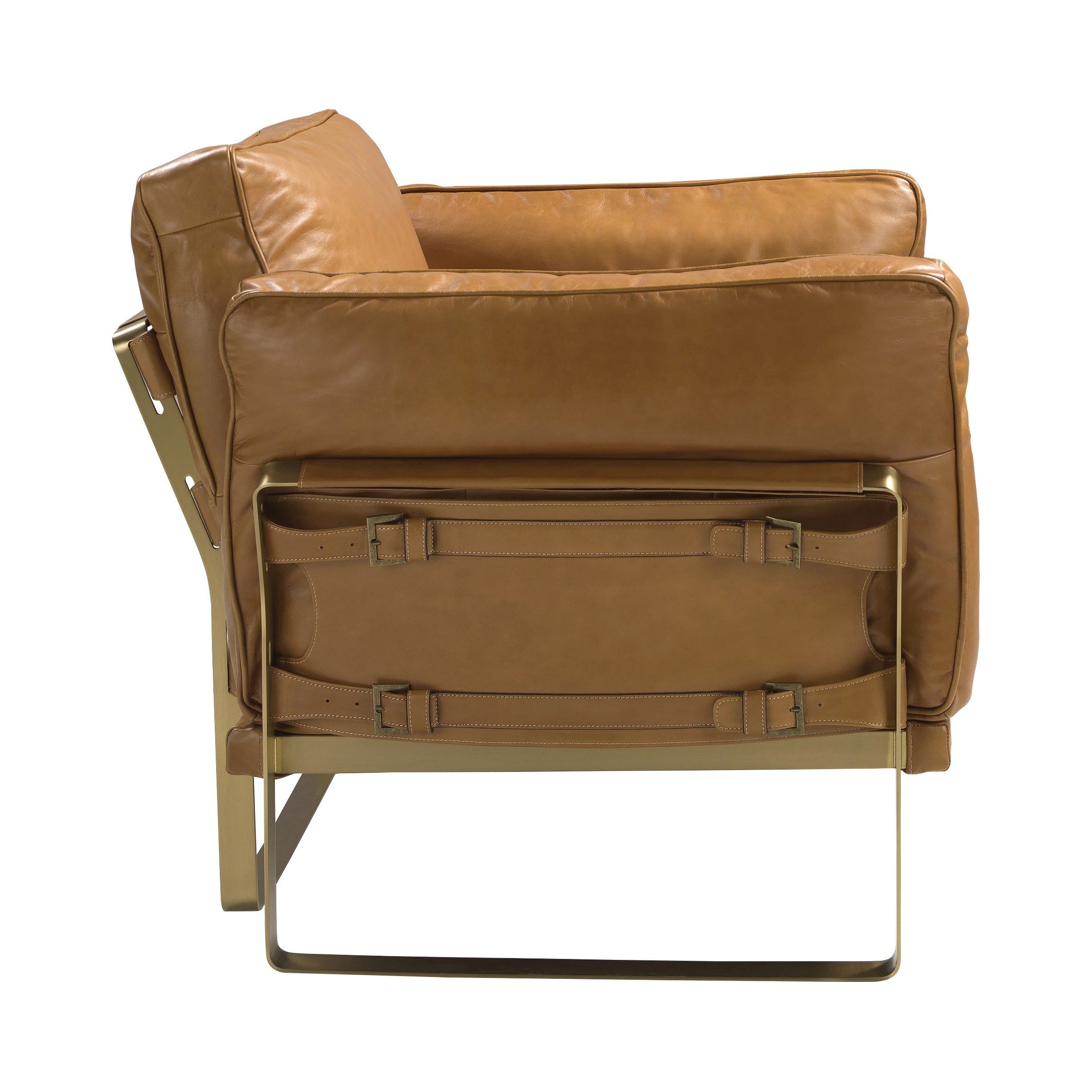 Fauteuil en cuir camel