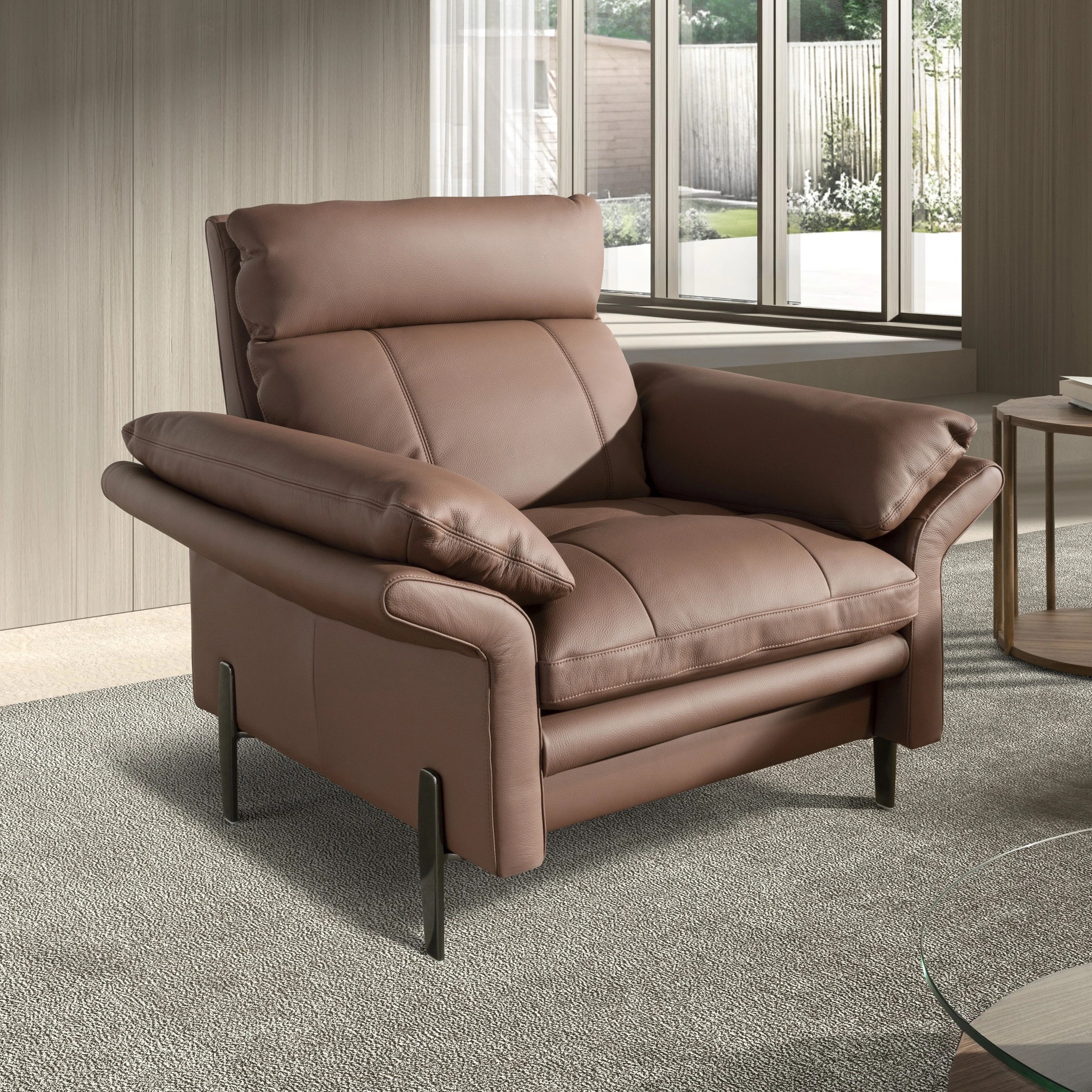 Fauteuil en cuir marron