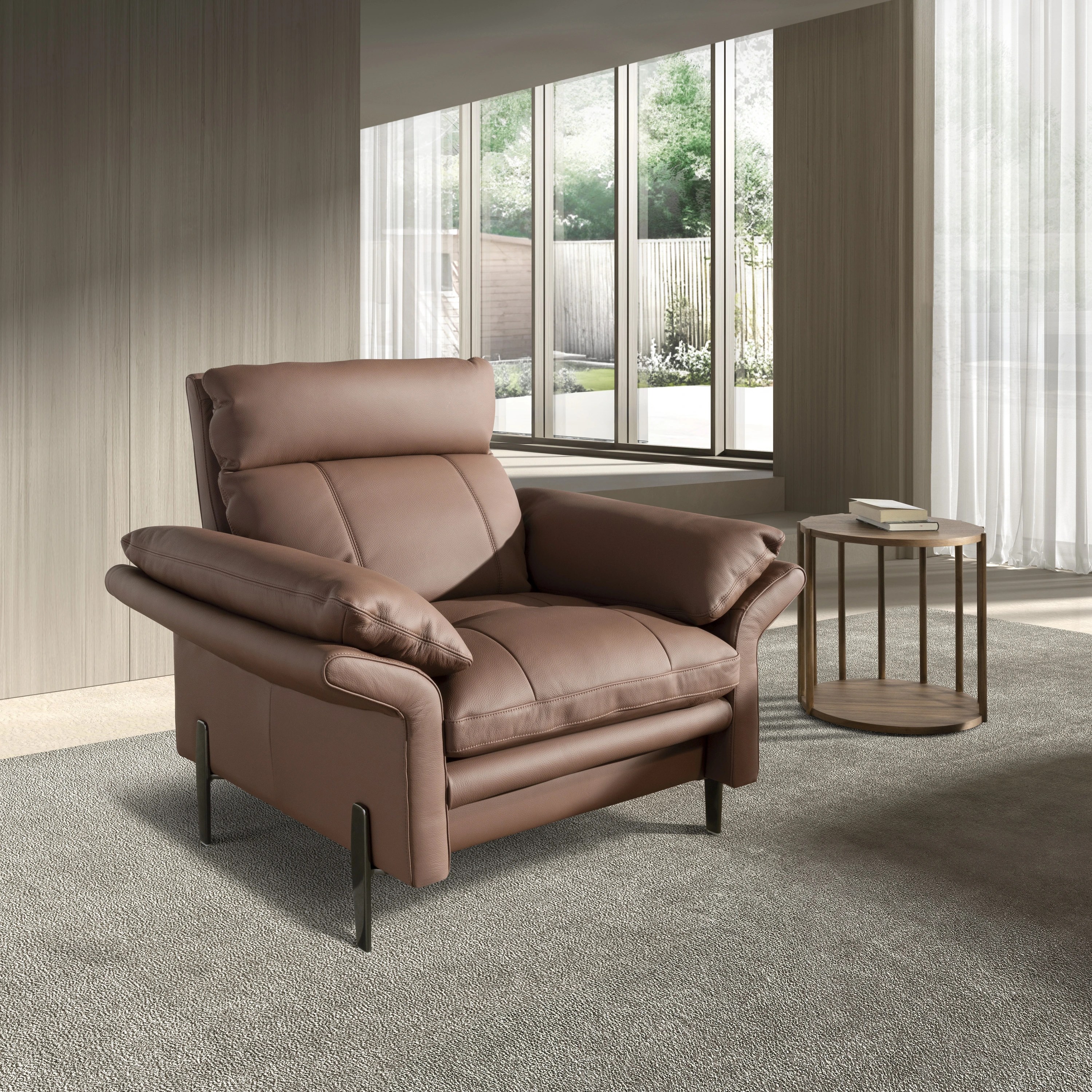 Fauteuil en cuir marron