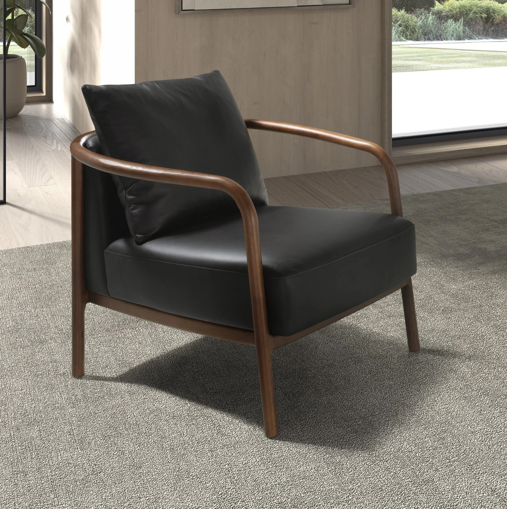 Fauteuil en cuir noir