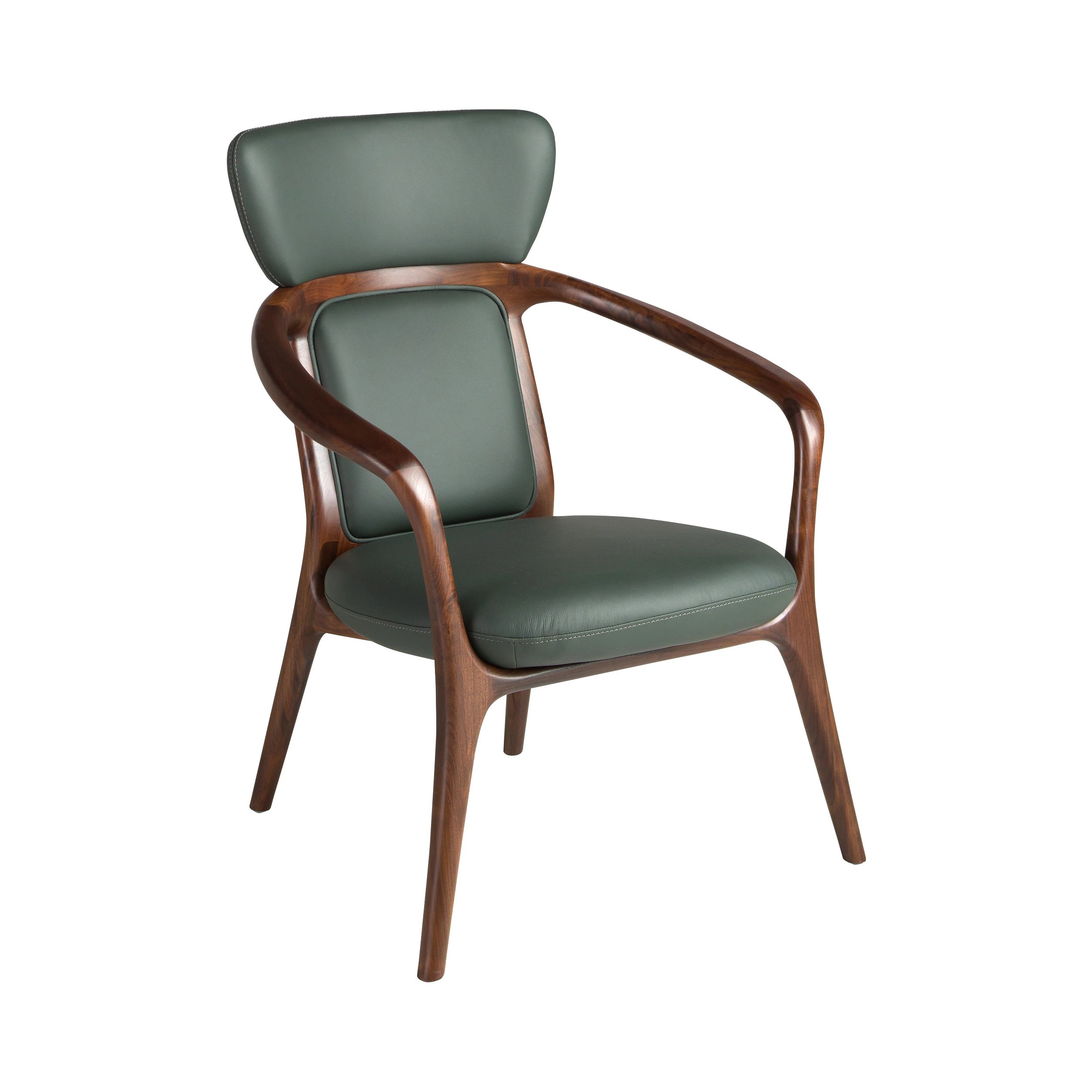 Fauteuil en similicuir vert foncé