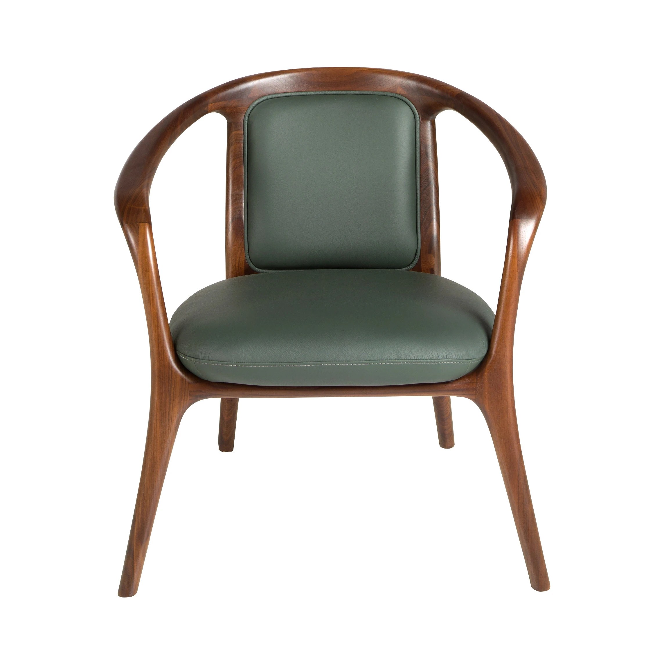 Fauteuil en similicuir vert foncé