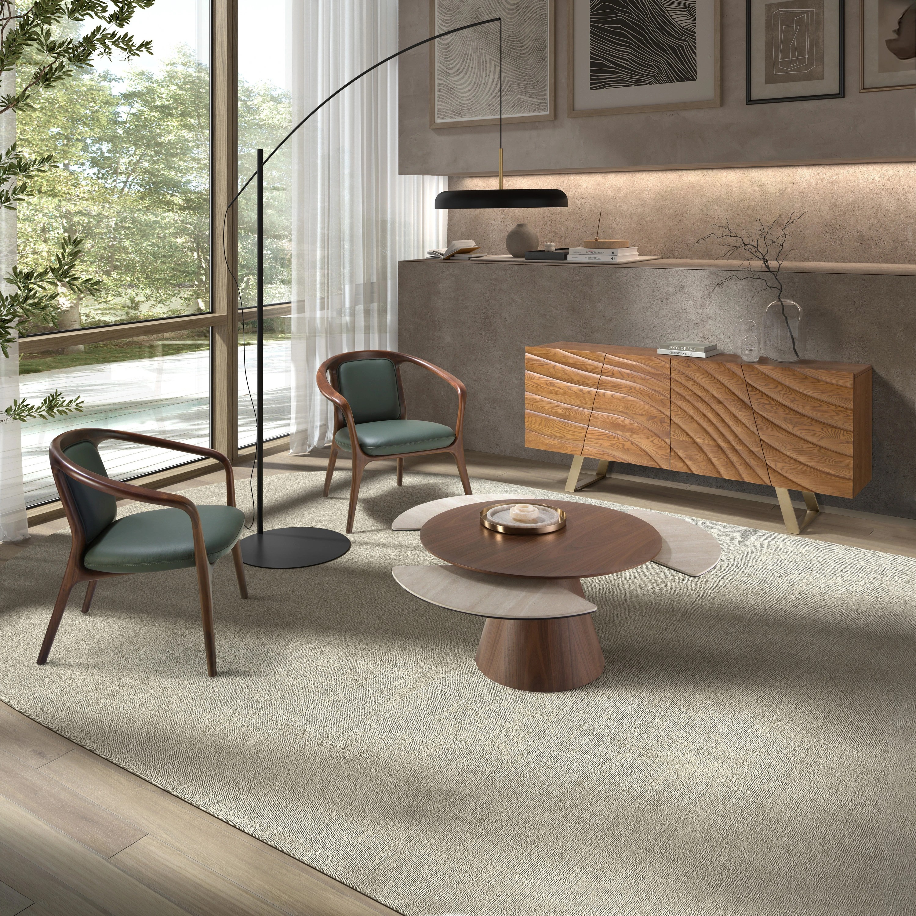 Fauteuil en similicuir vert foncé