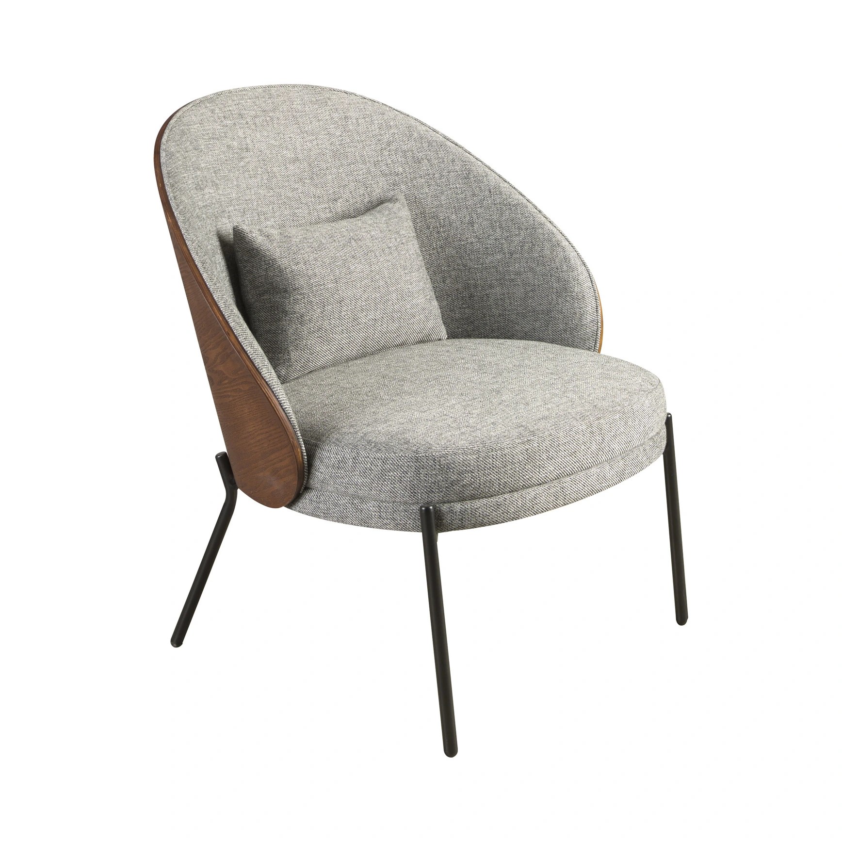 Fauteuil en tissu gris et noyer