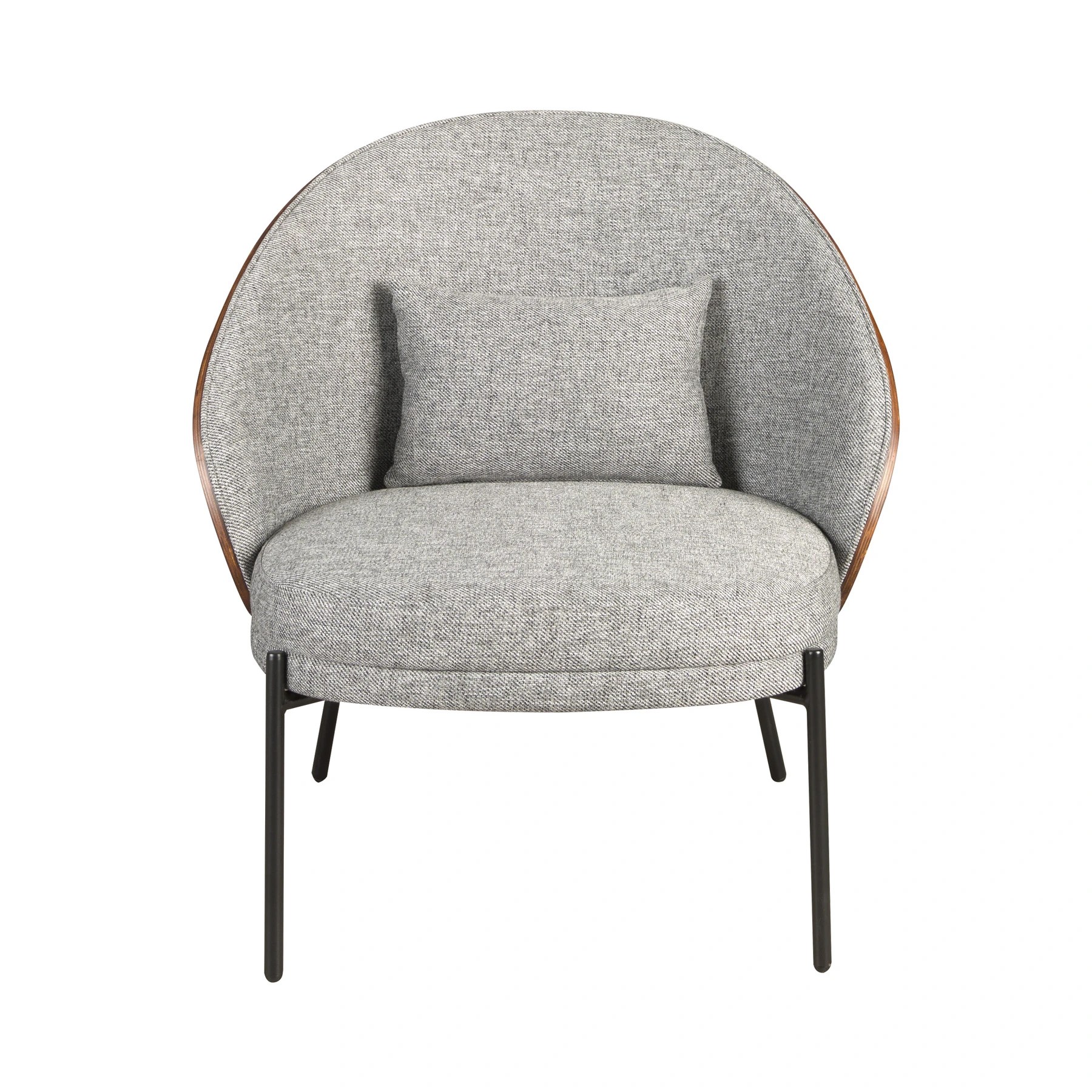 Fauteuil en tissu gris et noyer