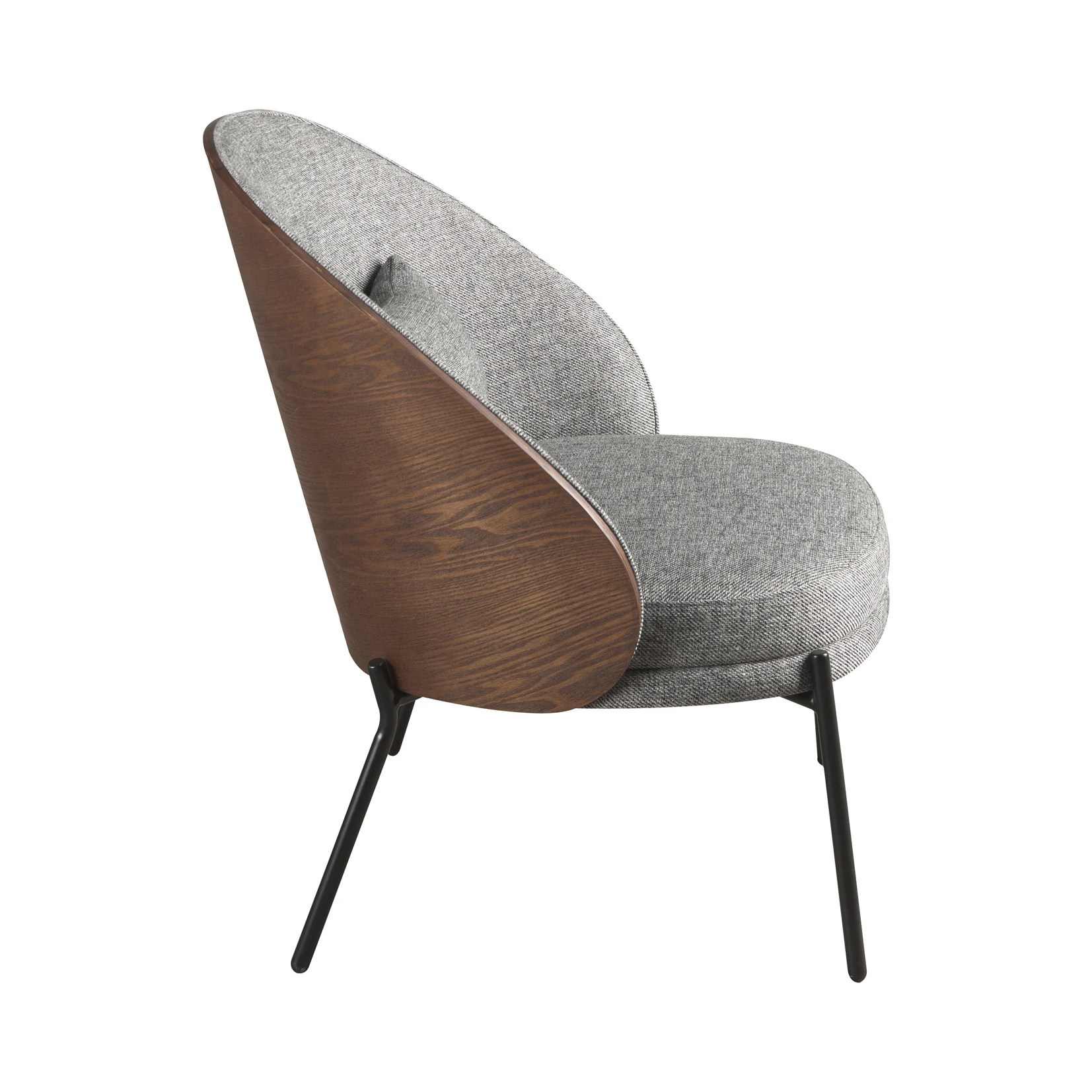 Fauteuil en tissu gris et noyer