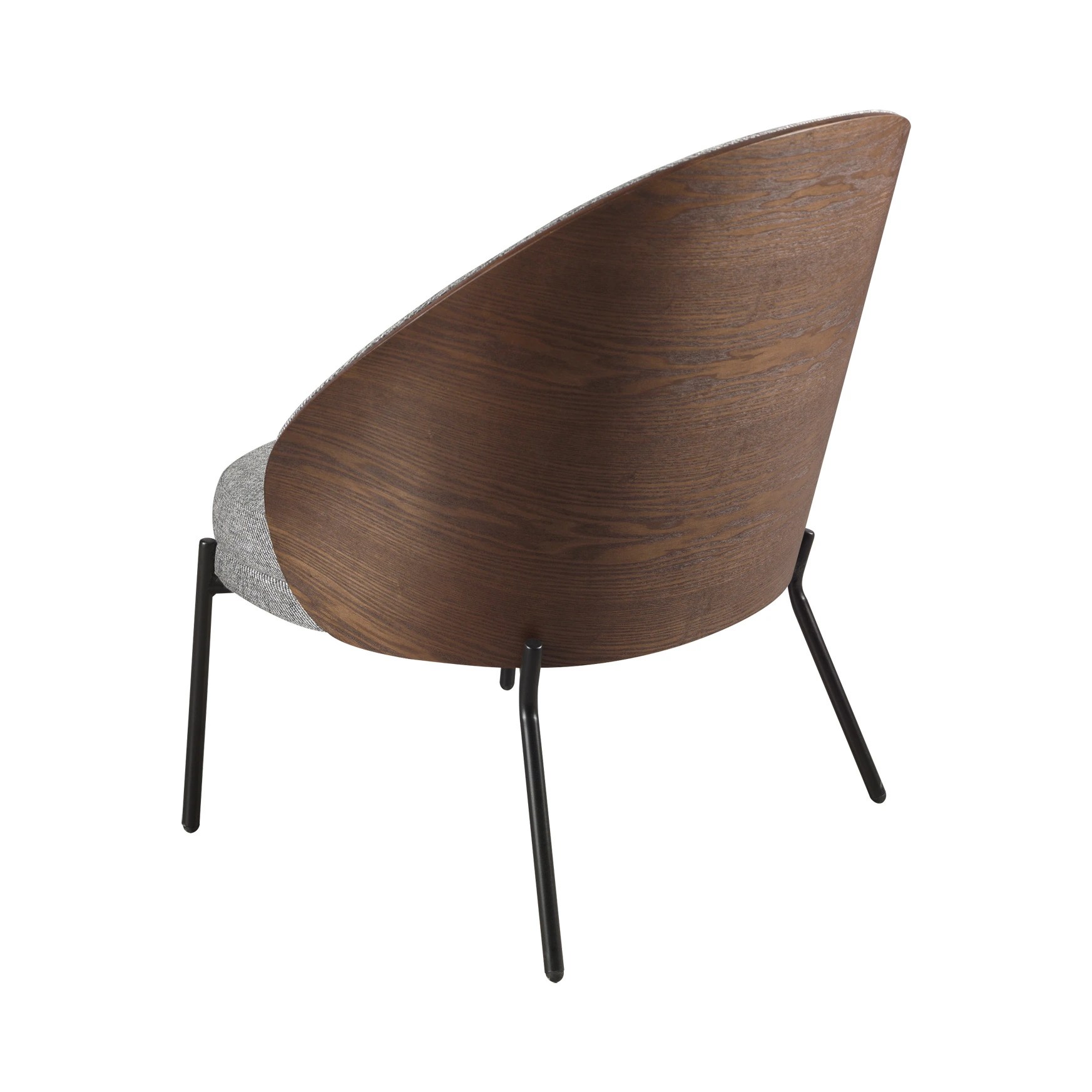 Fauteuil en tissu gris et noyer