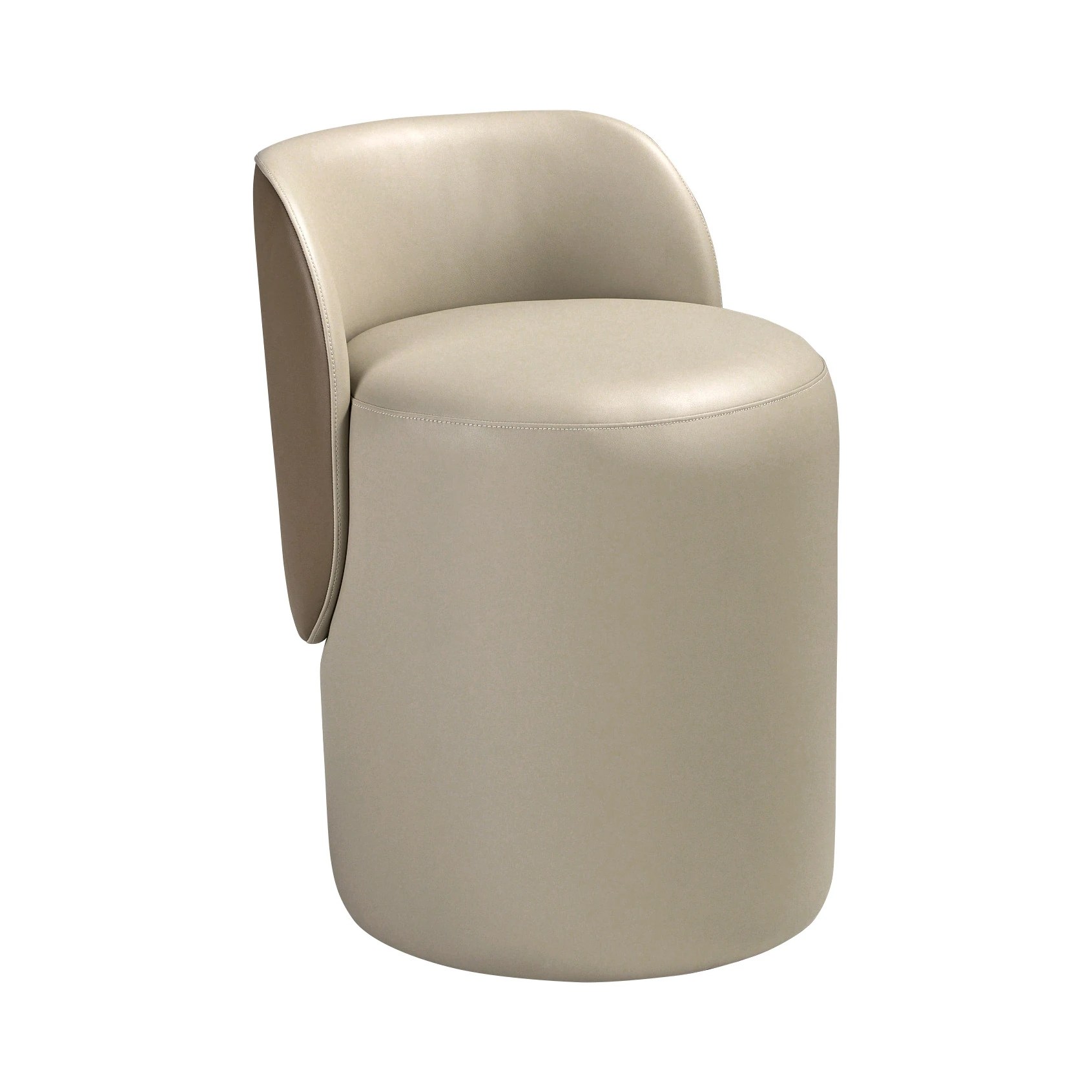 Puff en simili cuir vison et marron