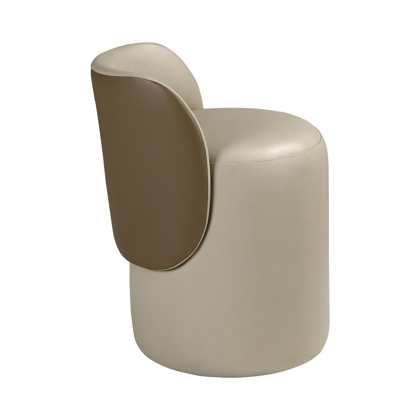 Puff en simili cuir vison et marron
