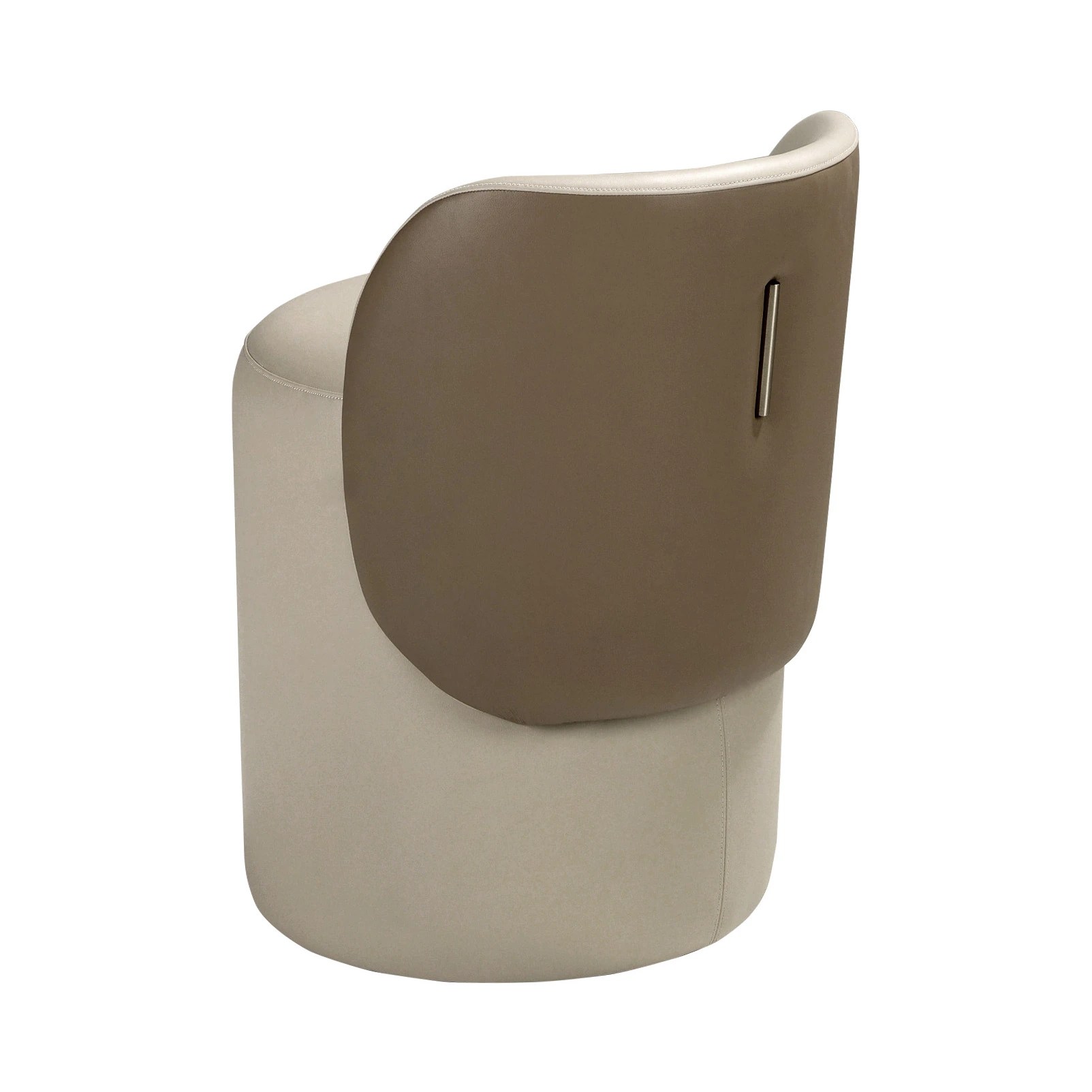 Puff en simili cuir vison et marron