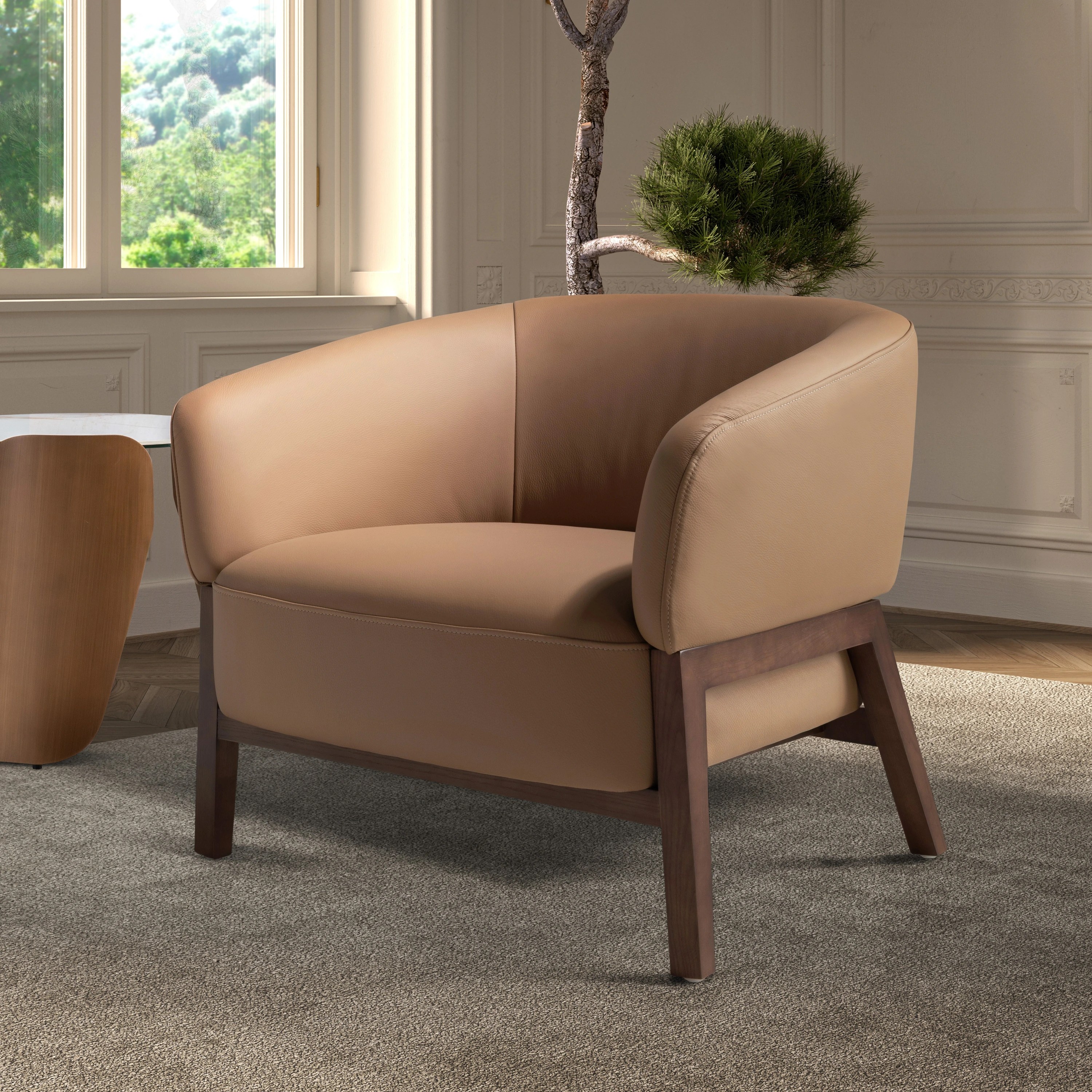 Fauteuil en cuir marron