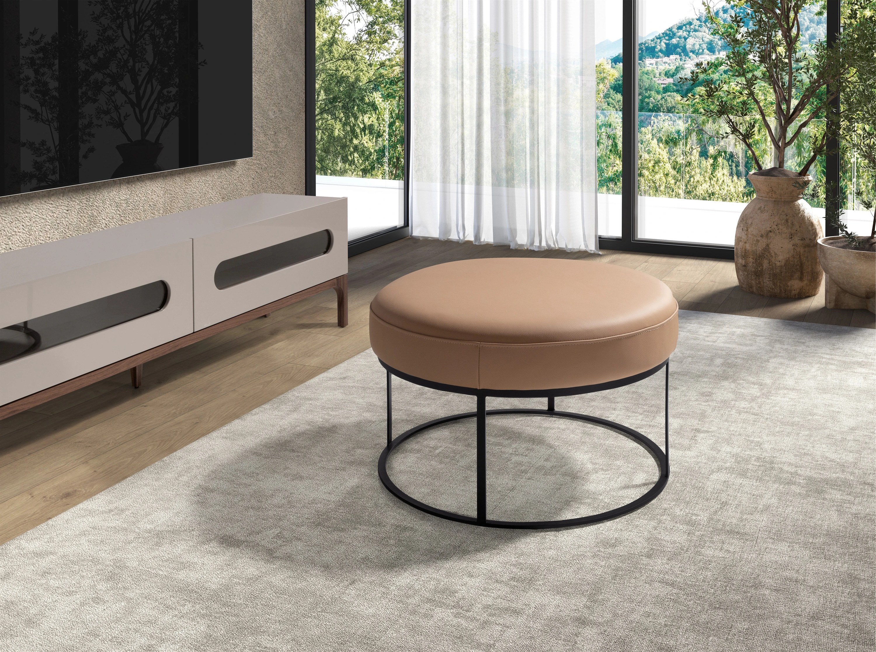Banquette en cuir marron