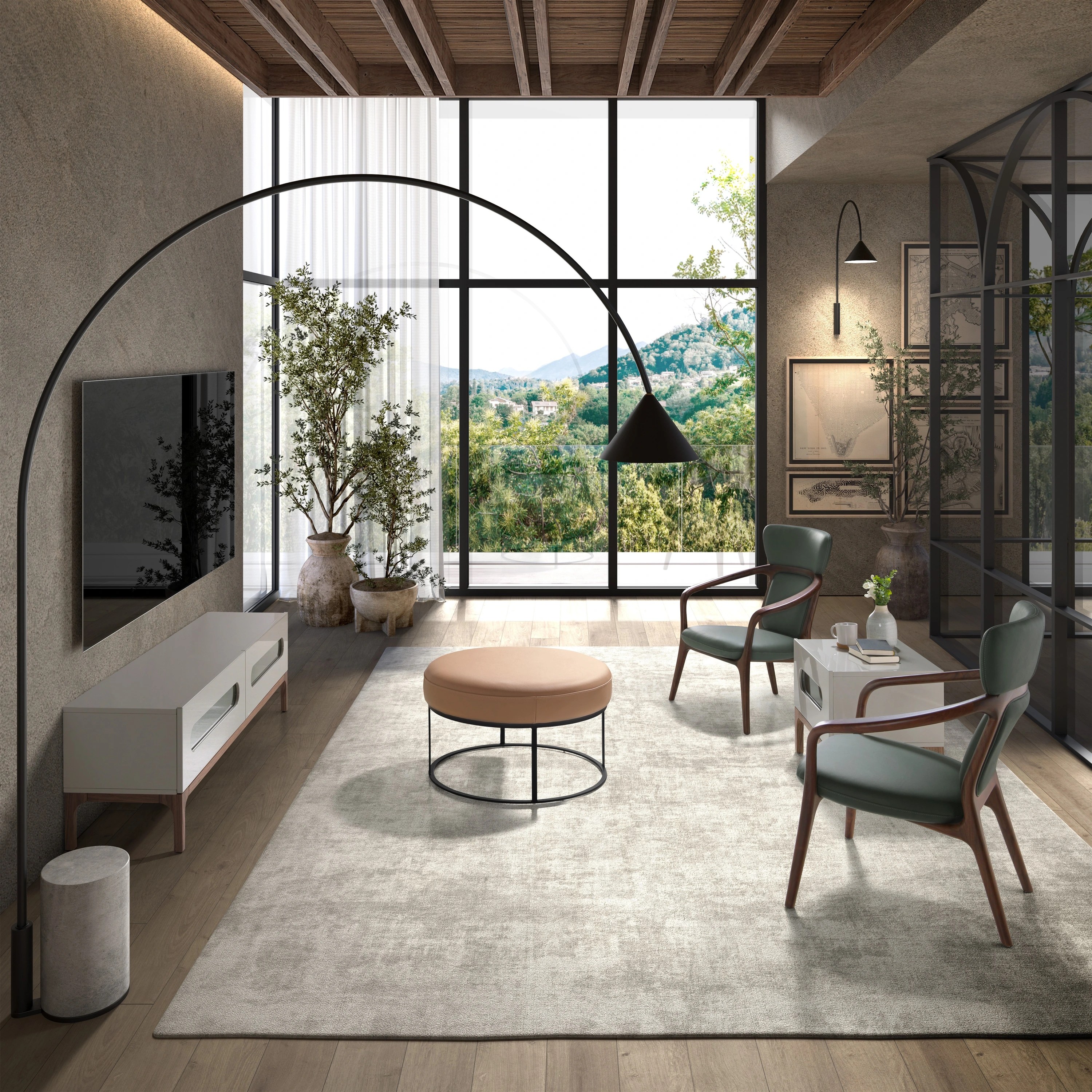 Banquette en cuir marron