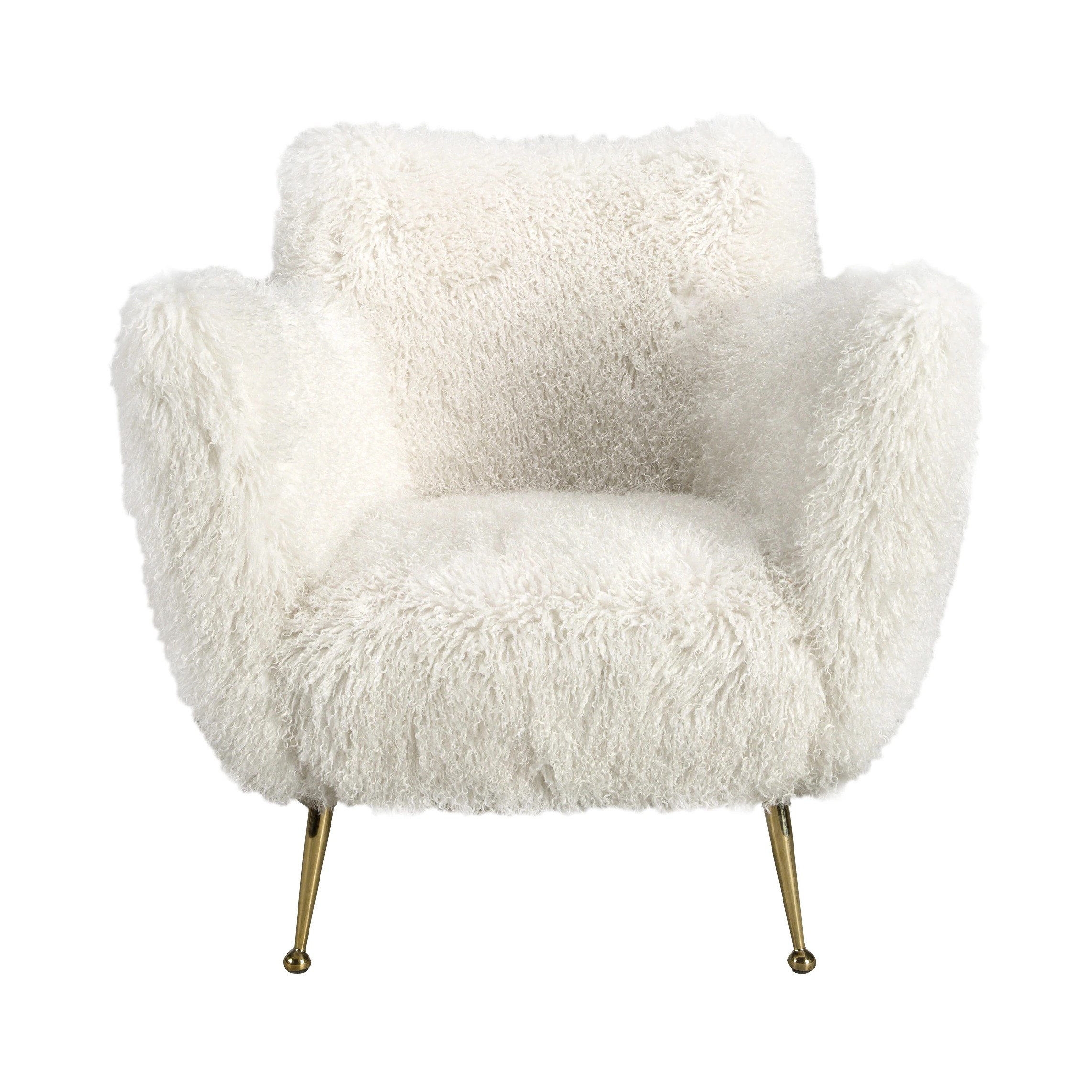 Fauteuil en tissu blanc à poils longs
