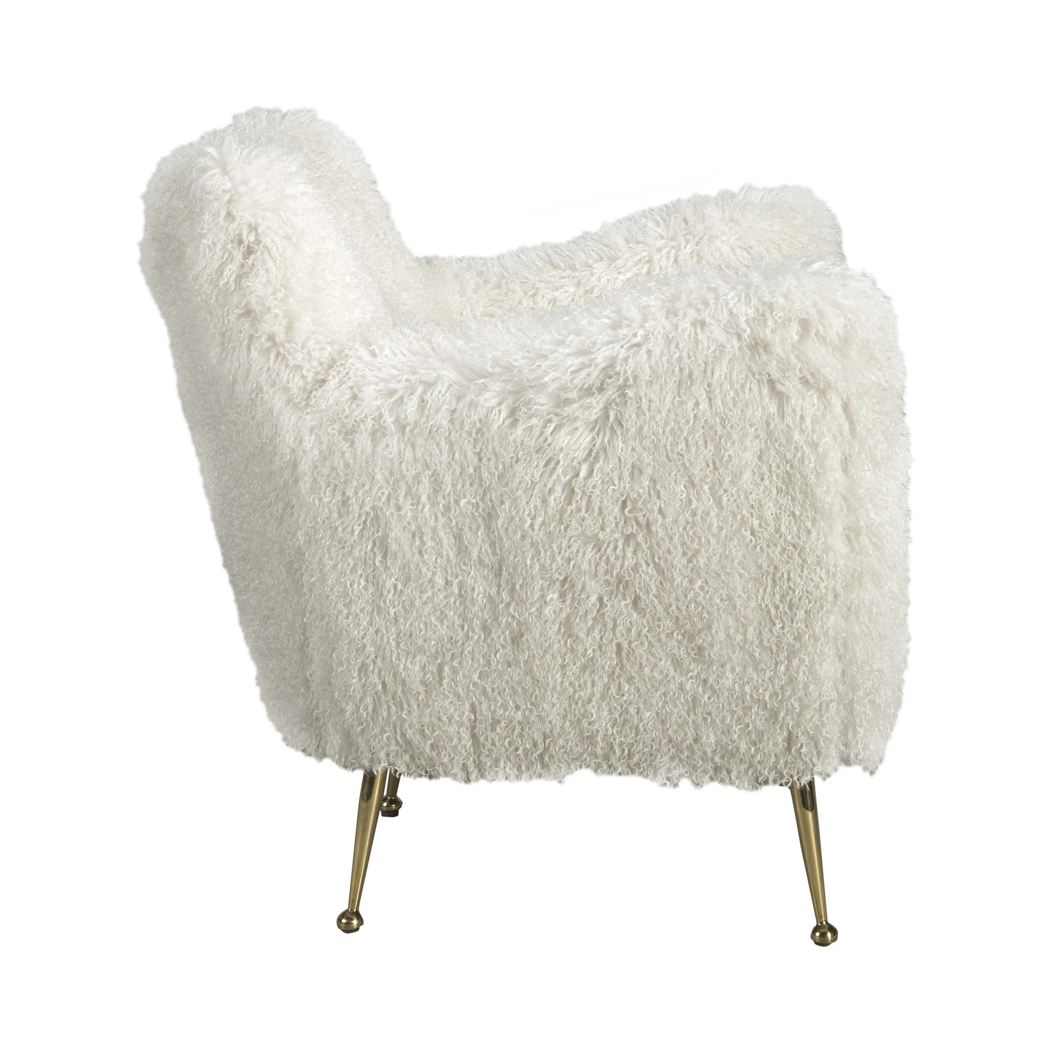 Fauteuil en tissu blanc à poils longs